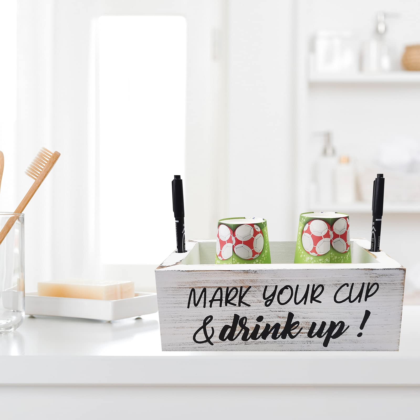 Cup Holder Bathroom Cup Dispenser Decor Mark Your Cup And Drink Up Wood Housewarming Party Cup Holder Dispenser Kitchen Home D