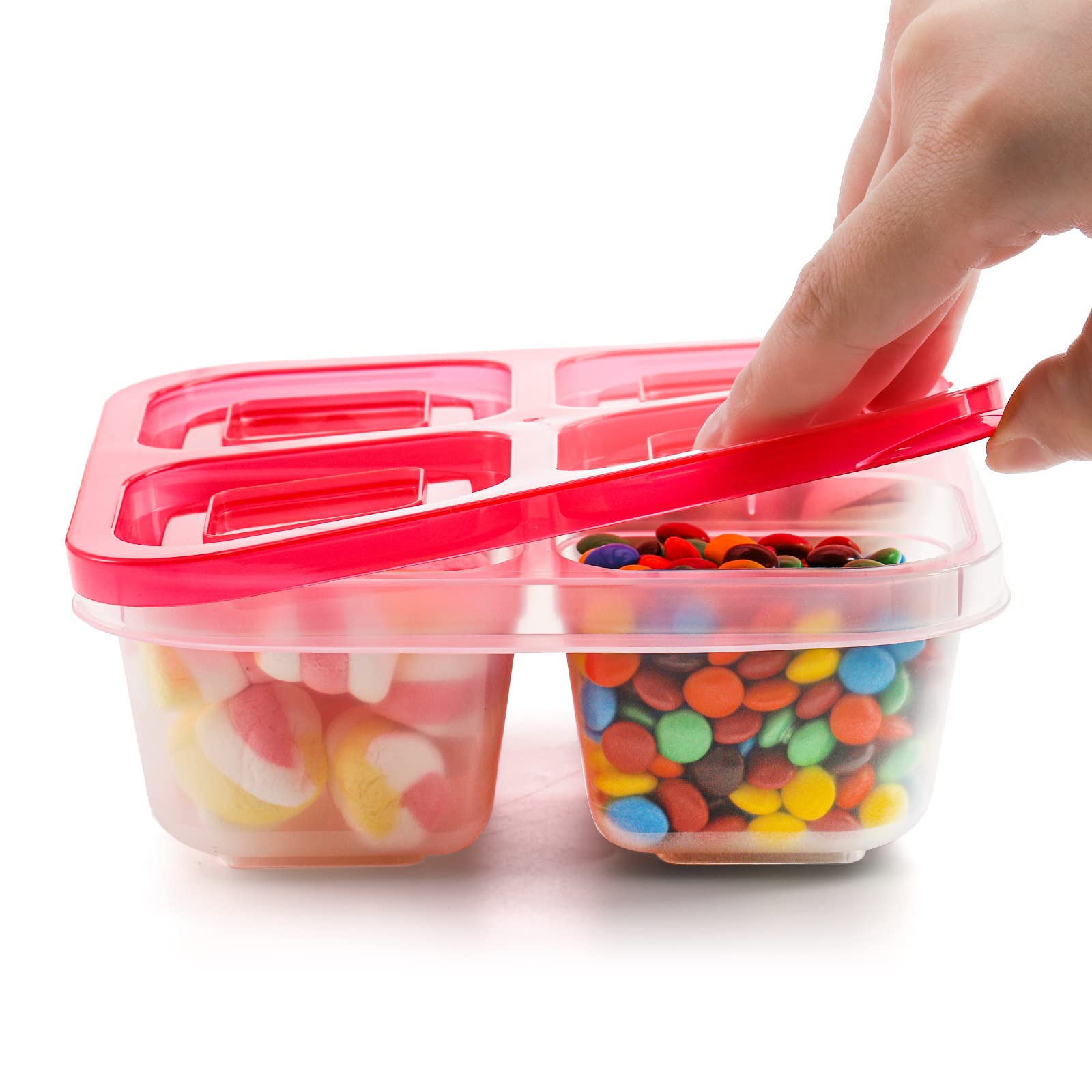 Avla 10 Pack Bento Snack Boxes, Reusable Meal Prep Containers, 4-Compartment To Go Bento Lunch Boxes, Stackable Divided Food Sto