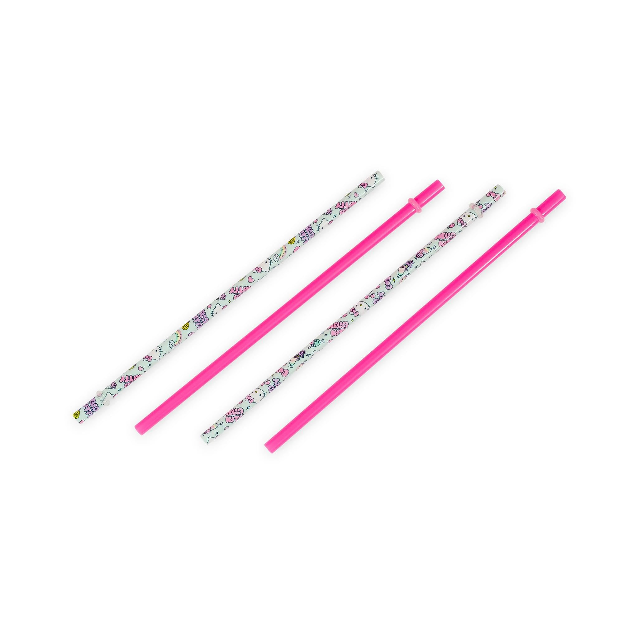 Silver Buffalo Sanrio'S Hello Kitty Kawaii Treats 4Pc Reusable Plastic Straw Set,10X1.5X.25, Pink