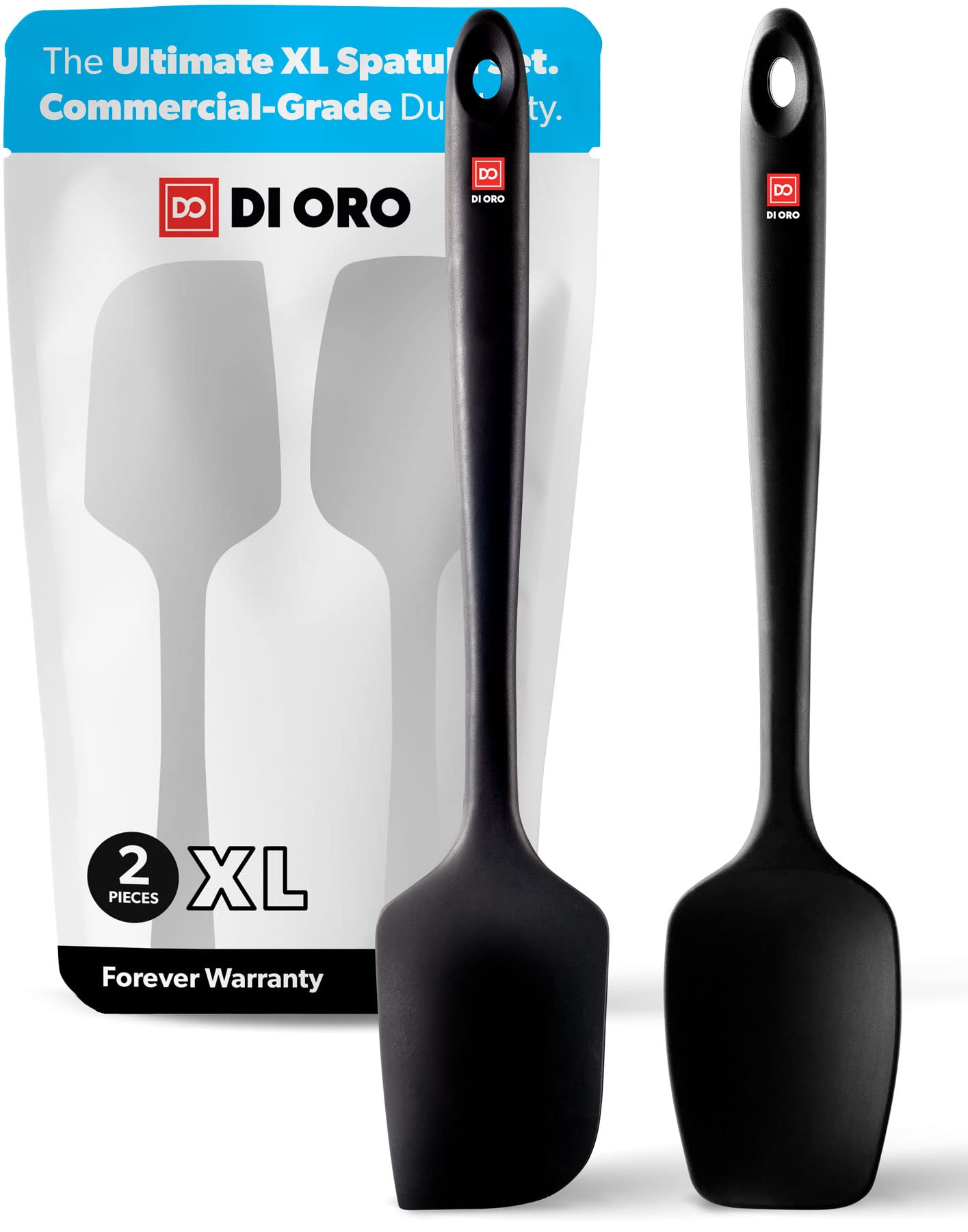 New Di Oro Seamless Series 2-Piece Silicone Pro Xl Spoonula & Spatula Set - 600F Heat-Resistant Nonstick Rubber Commercial Grade