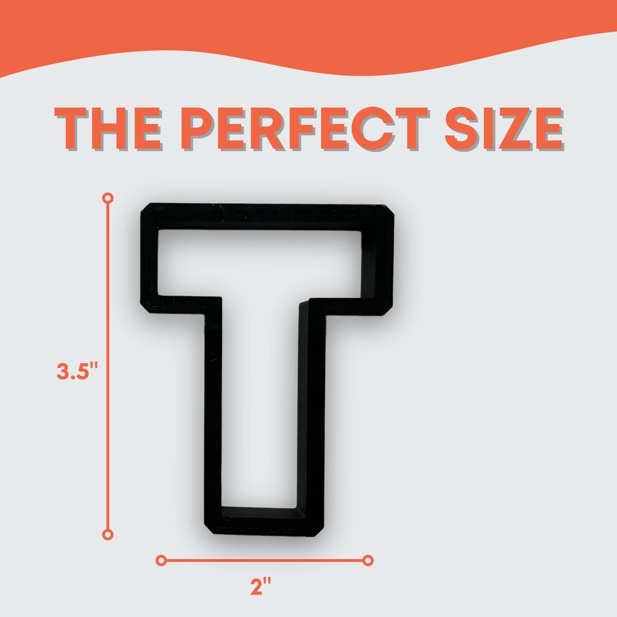 T Capital Block Letter Cookie Cutter With Easy To Push Design (3.5 Inch)