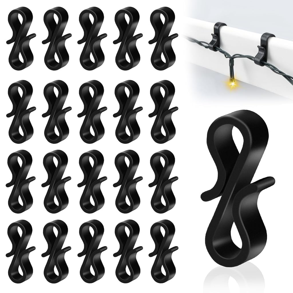 Hasthip 100Pcs S Hooks ClampOn Hooks, DualEnd S Hook Clips For Mounting Wiring & Cables, Durable Cable Management Hooks For Ho
