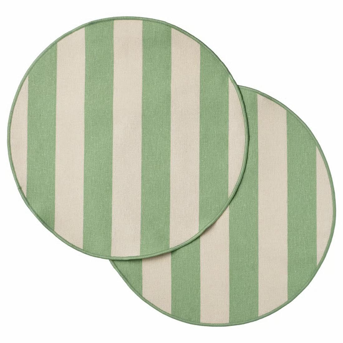 IKEA SMRFISK Place mat, Striped OffWhite/Light Green, 35 cm (14 )