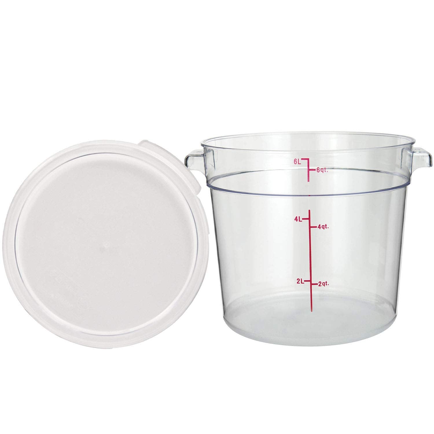 Tiger Chef 6 Quart Commercial Grade Clear Food Storage Round Polycarbonate Containers With Clear Lids