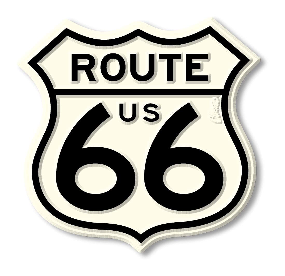 Large Route 66 Shield Highway Sign Magnet By Classic Magnets, 3'' X 3'', Collectible Souvenirs Made In The Usa