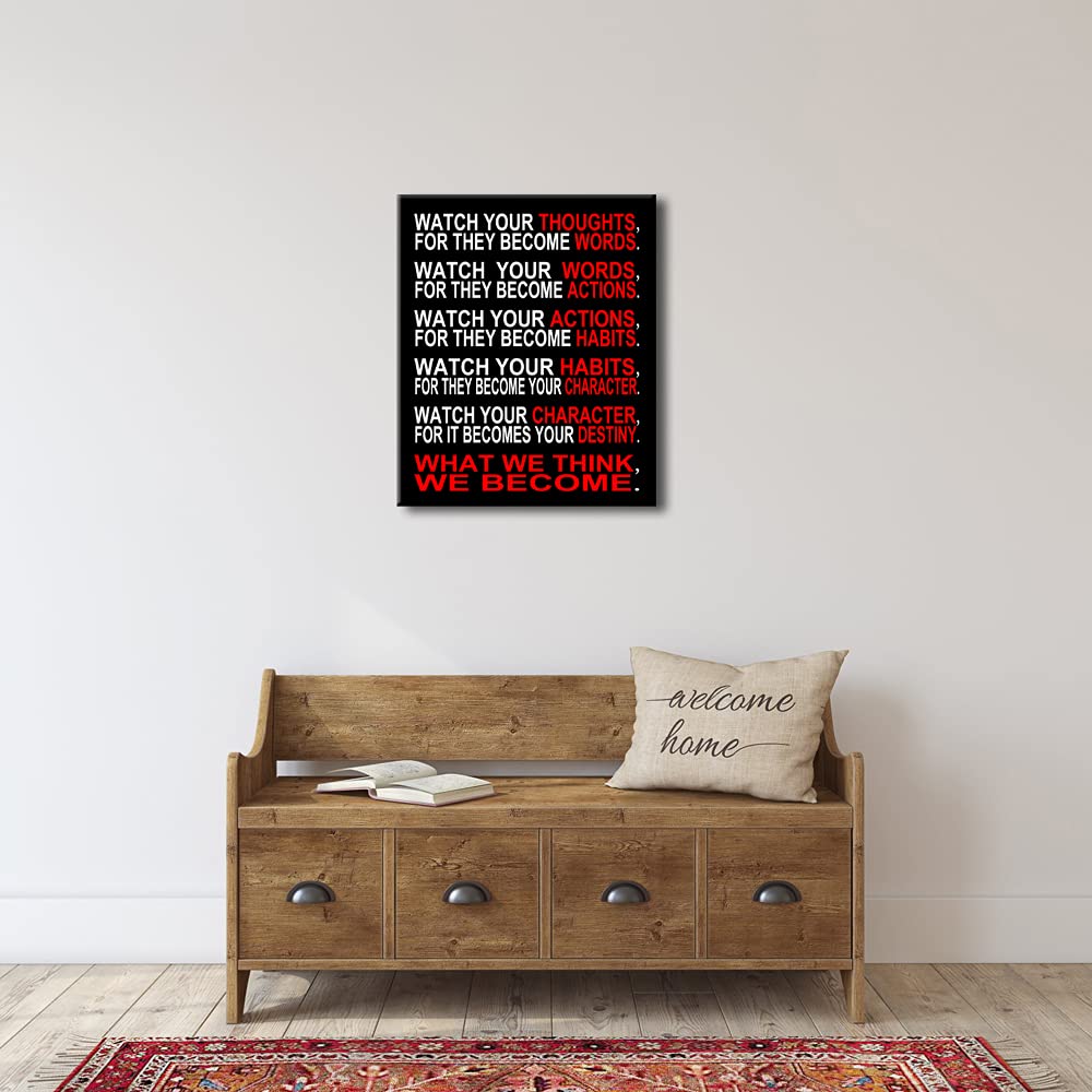 Pyradecor Large Canvas Prints Wall Art Watch Your Thoughts Motivational Classroom Poster Paintings Modern Gallery Wrapped Canvas Print Pictures Artwork for Office Living Room Home Decorations L (20x24inchx1pc (50x60cmx1pc))