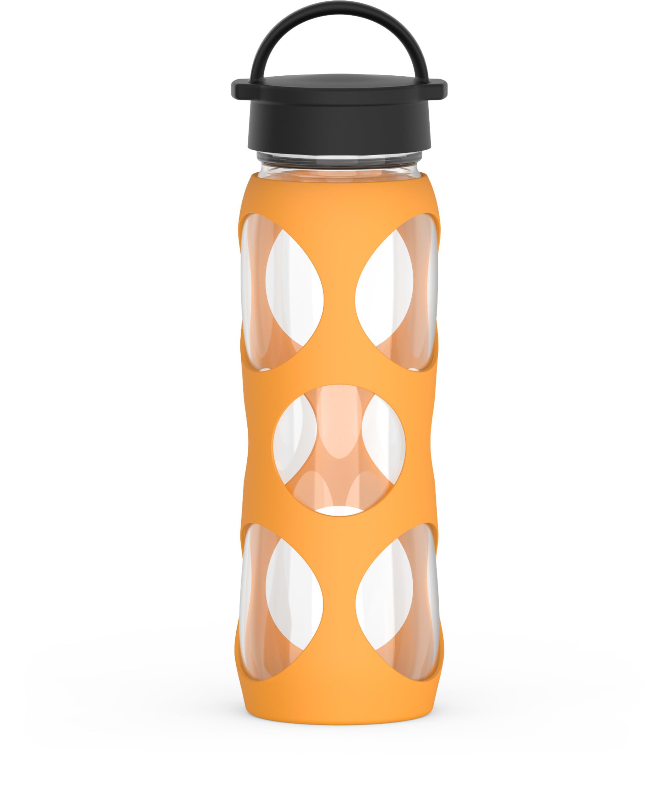 Lifefactory 22oz Glass Water Bottle with Classic Chug Cap, Marigold