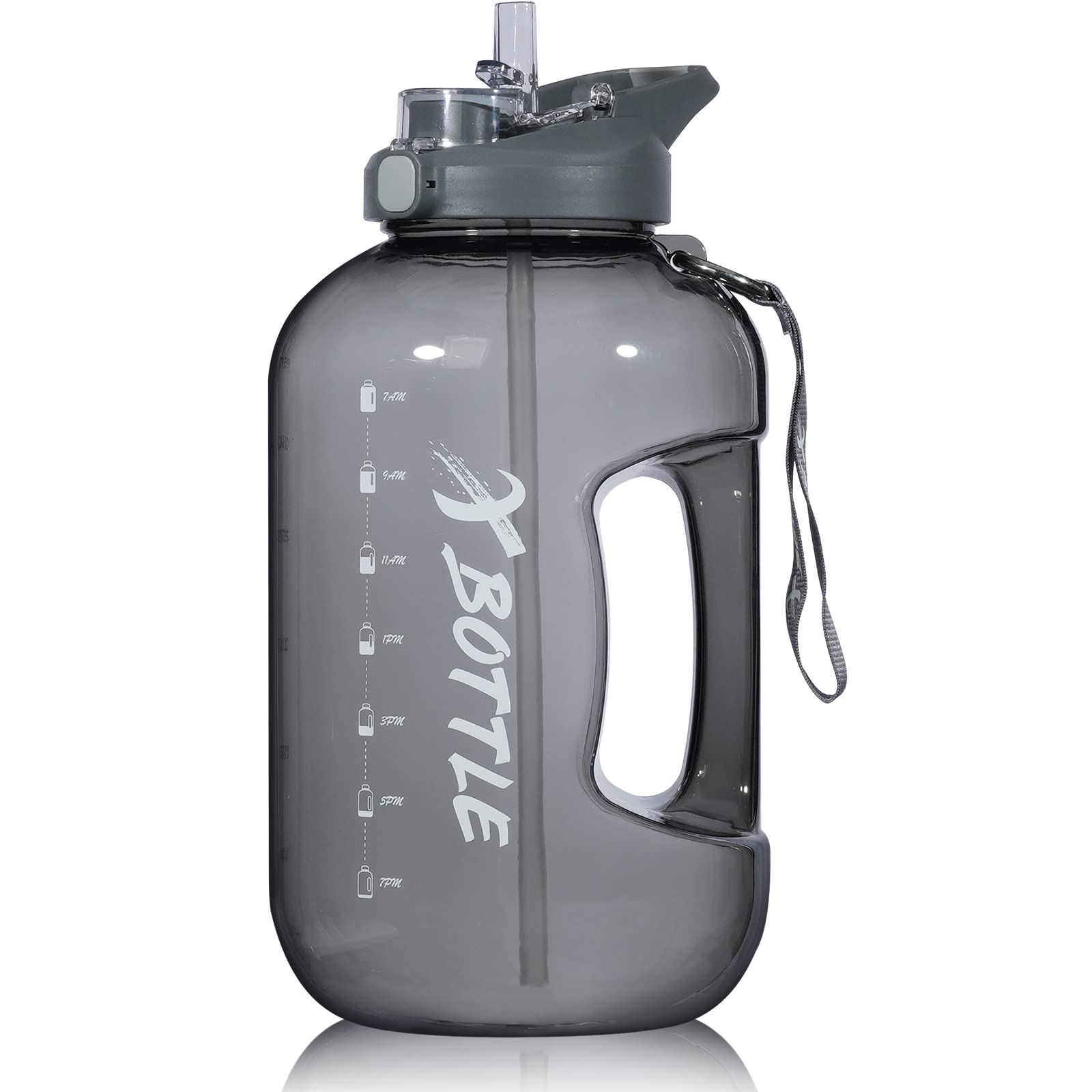 1 Gallon Water Bottle With Straw & Chug Lid (Optional), Bpa Free Dishwasher Safe 128Oz Large Water Bottle With Motivational Time