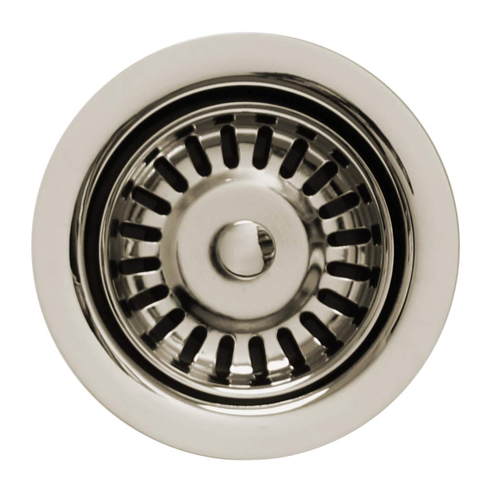 Whitehaus Collection Rnw35L-Pn 3 1/2 Sink Basket Strainer For Deep Fireclay Application, Polished Nickel