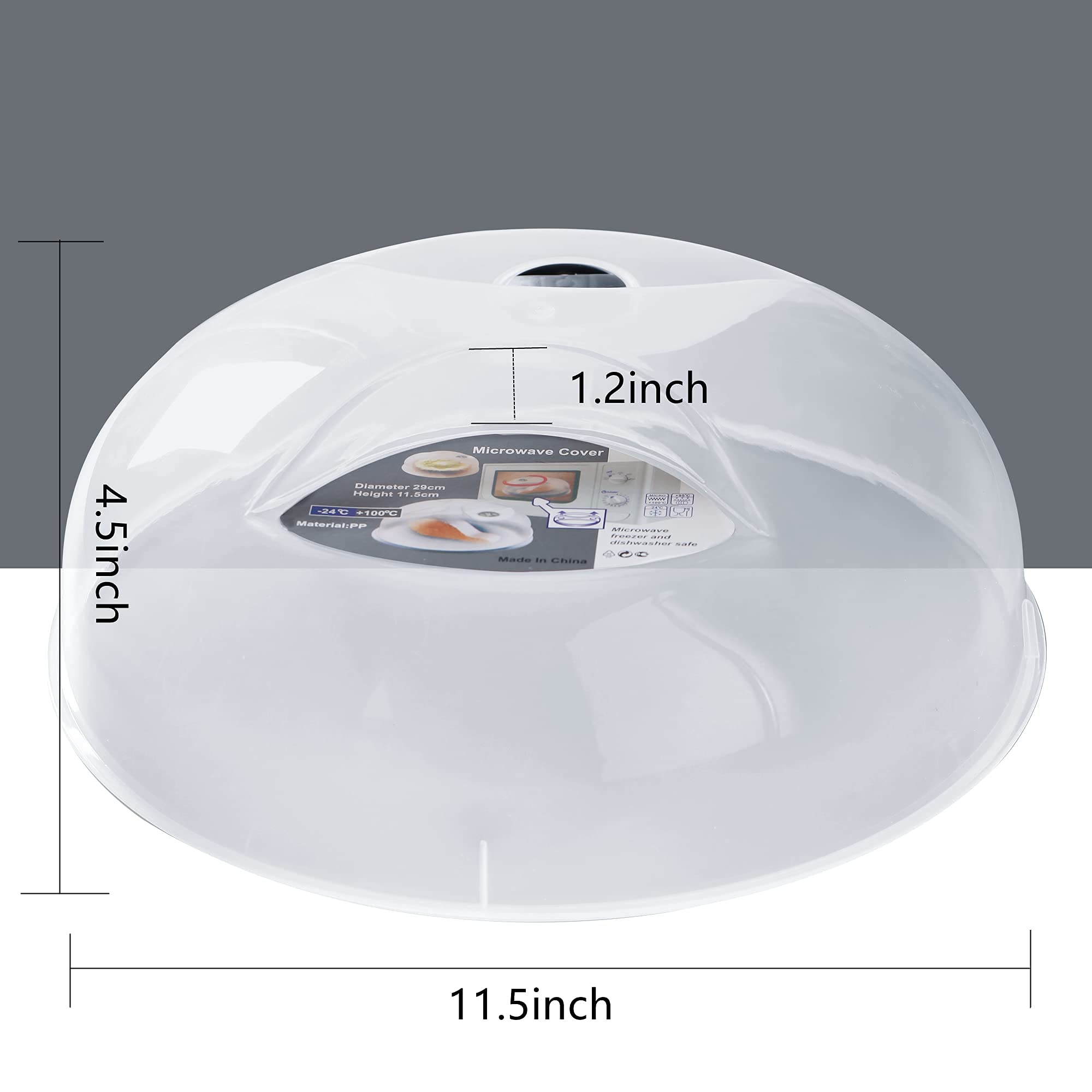 Microwave Splatter Cover For Food, Large Plate Cover Guard Lid With Steam Vents Keeps Microwave Oven Clean, 11.5 Inch Bpa Free &