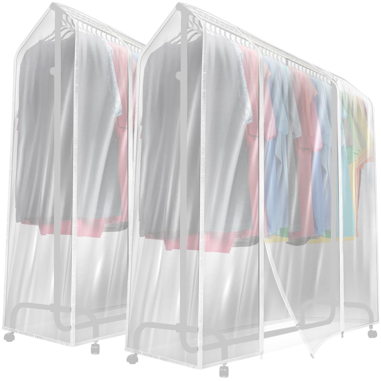 Sorbus Cover For Garment Rack 2 Pack- 6 Ft Transparent Clothes Rack Cover, Garment Coat Hanger Protector Dustproof Waterproof Cl