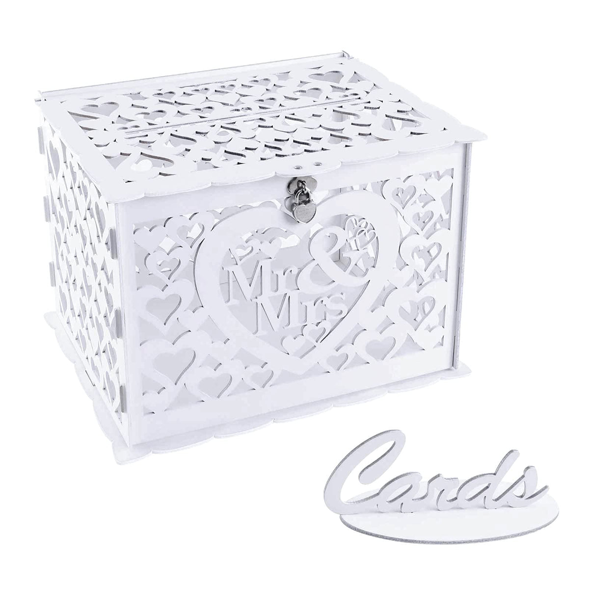 Ywlake Wedding Money Box Holder With Sign, Large Rustic Wood Wooden Diy Envelope Gift Post Card Boxes With Lock Slot For Recepti