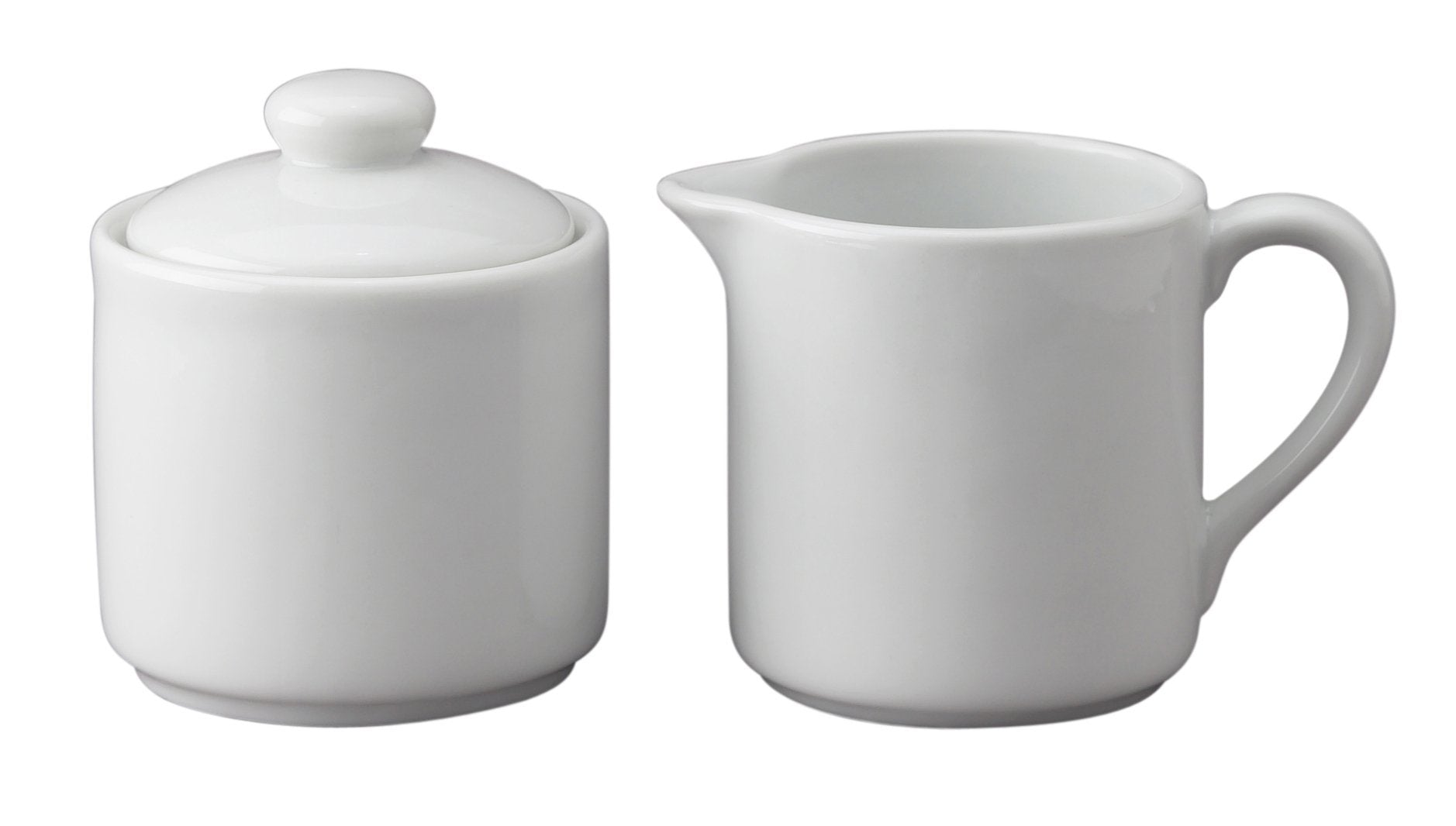 HIC Kitchen Contemporary Creamer And Sugar Bowl With Lid Set, Fine Porcelain, For Serving Sugar, Milk, Cream, Syrup, And Sauces,