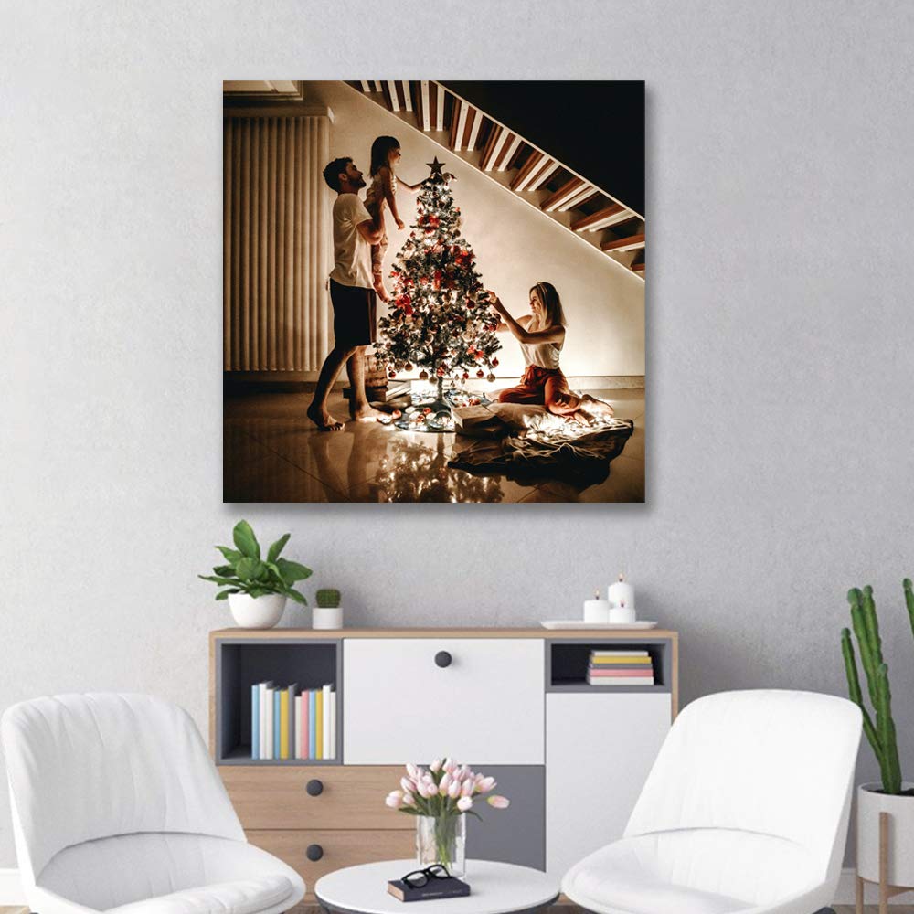 H5Print Custom Canvas Prints Personalized Wall Art With Your Christmas Photos/Pictures Digitally Printed - 24X24Inches