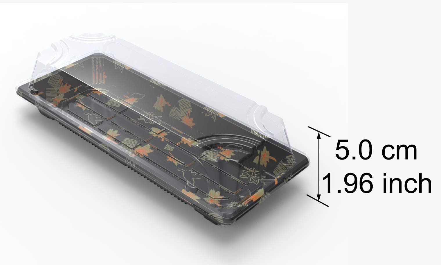 Seaboom 2# Sushi Container Sushi Tray Sushi Plate 9X3.5-Inch Take Out Tray With Clear Lid 400 Sets 2#