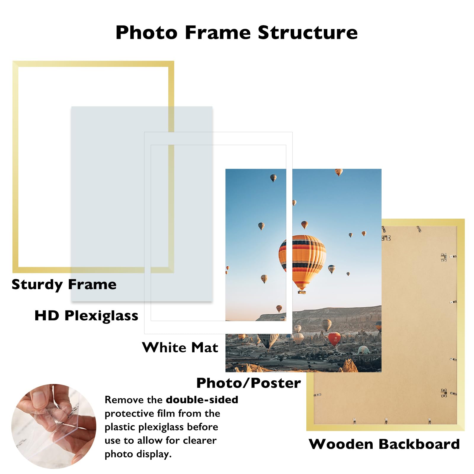 JCJMY 19.25x26.75 Puzzles Frame Gold, Display 18x24 with Mat or 19.25 x 26.75 without, Wall Hanging 19.25 by 26.75 Picture Frame