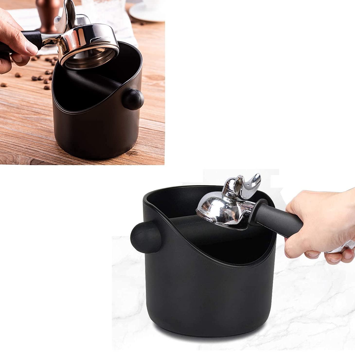 Espresso Knock Box 4.4 Inch Shock-Absorbent Durable Barista Style Coffee Knock Box With Removable Knock Bar And Non-Slip Base Es