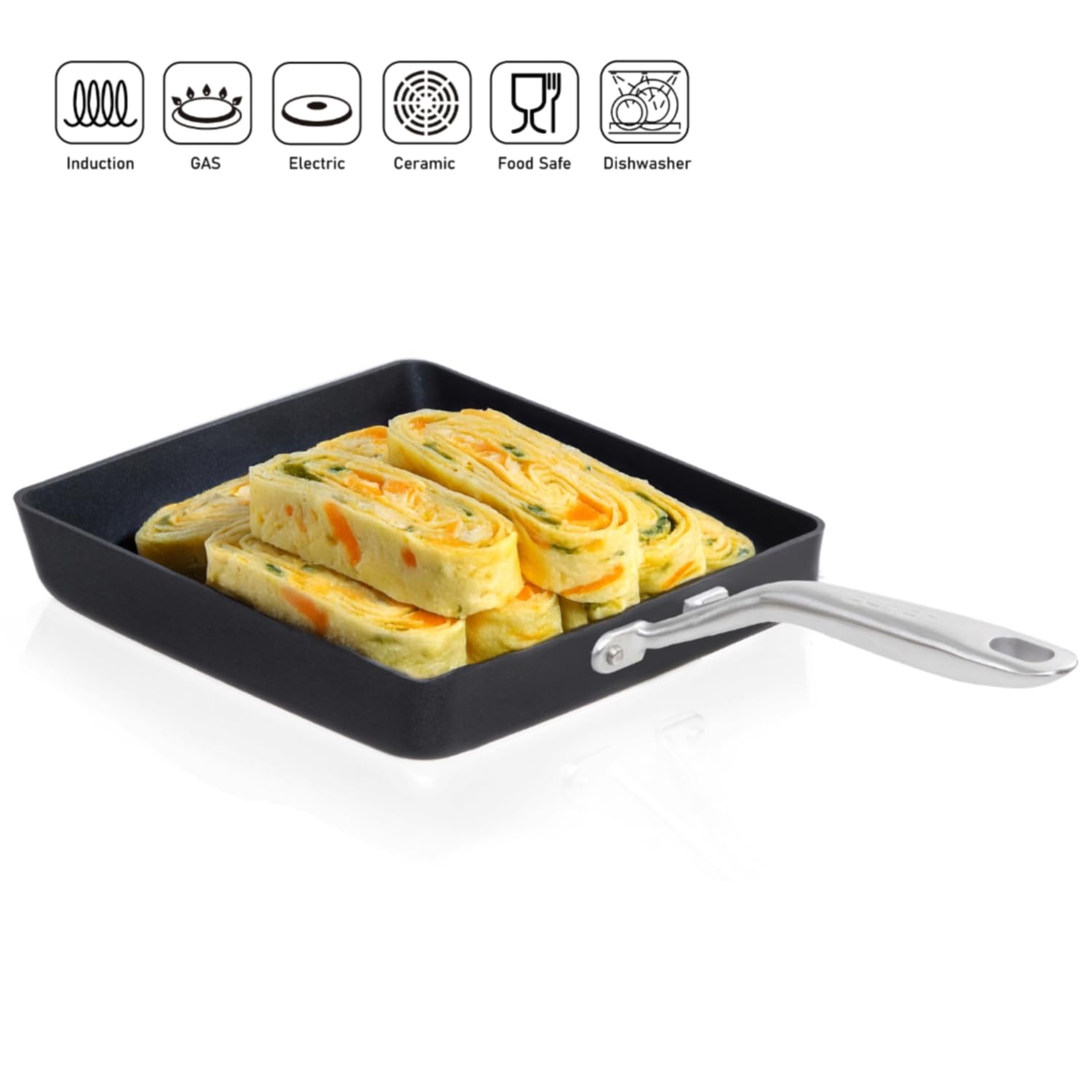 Techef - Onyx Collection, Nonstick Tamagoyaki Japanese Omelette Pan/Egg Pan (Pfoa Free), Made In Korea