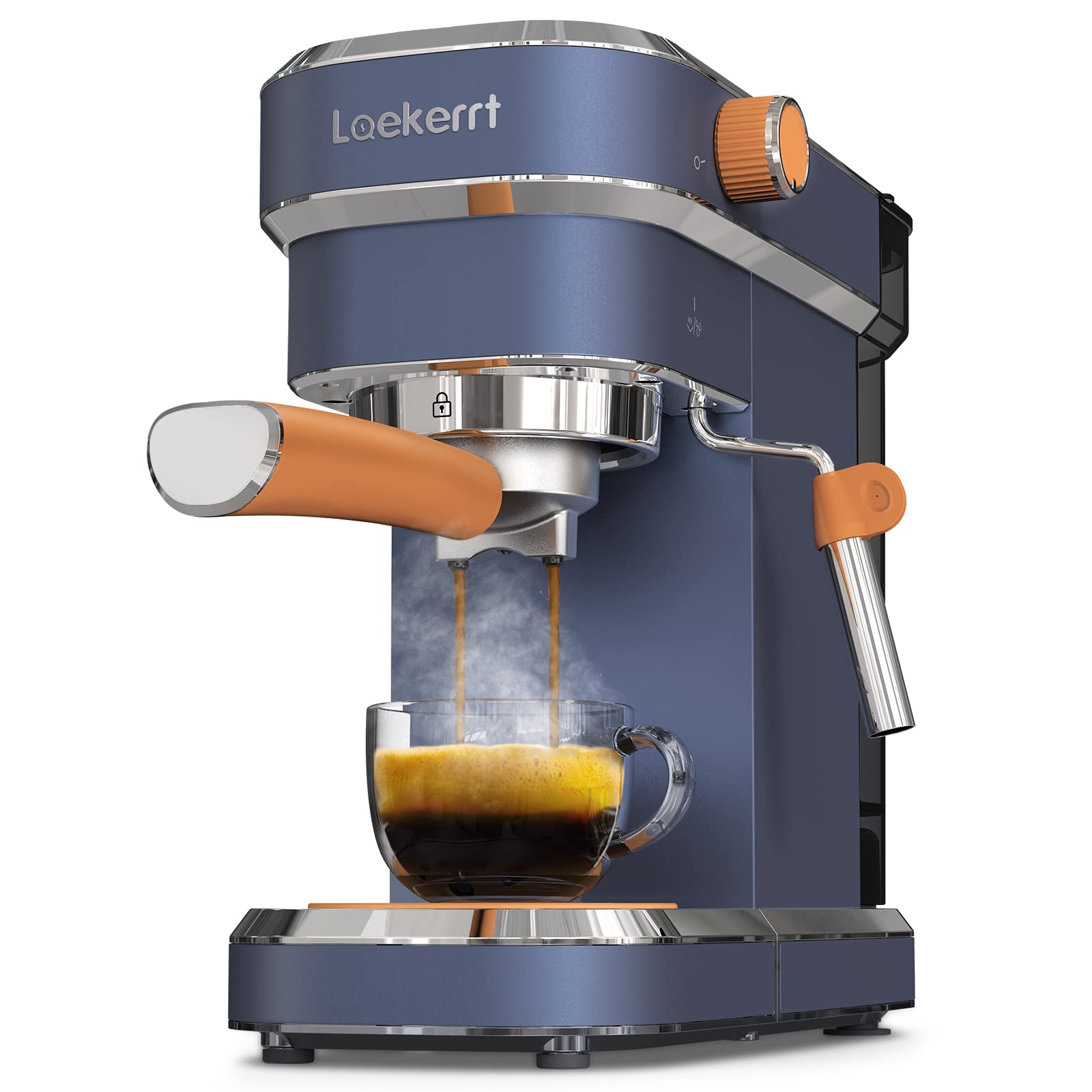 Laekerrt 20 Bar Espresso Maker CMEP01 with Milk Frother Steamer, Home Expresso Coffee Machine for Cappuccino and Latte (Navy Blu