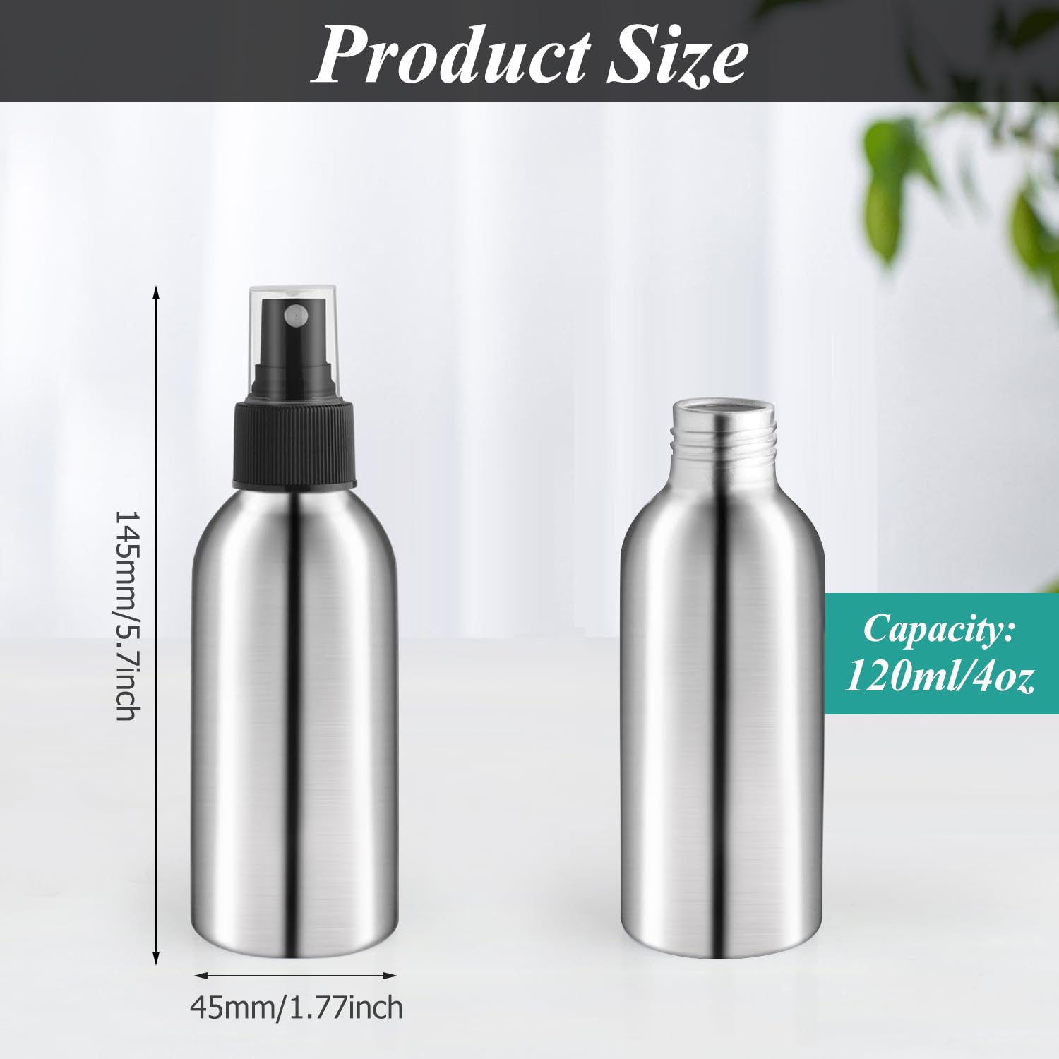 Mirrline 8 Pcs Aluminum Fine Mist Spray Bottles - 120ml/4oz Reusable Atomizers for Toner, Perfume, Essential Oils