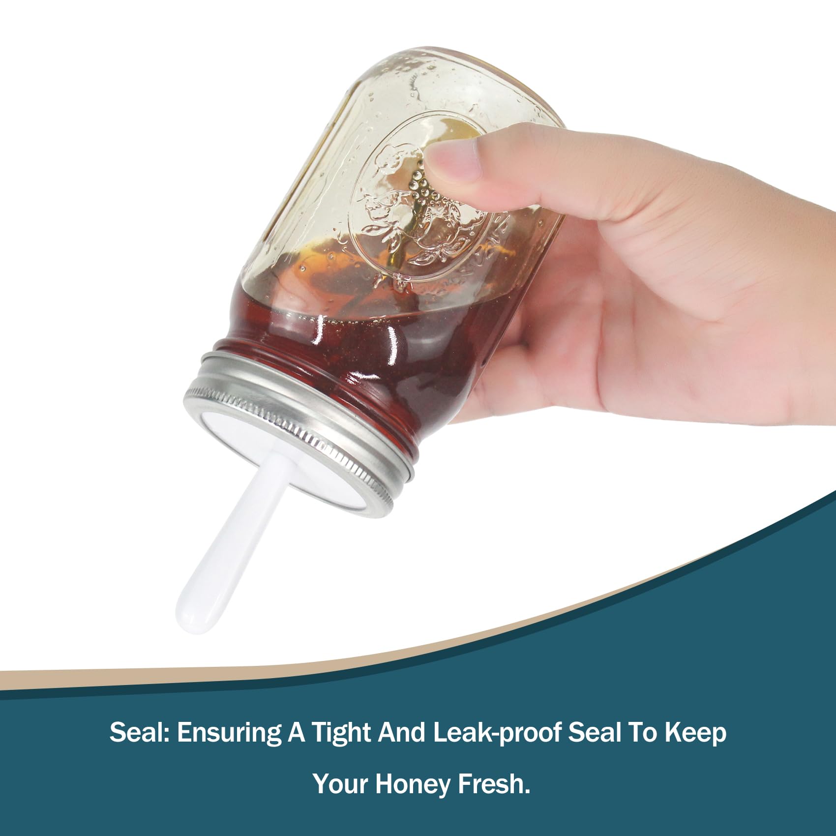 Klowoah Mason Jar Honey Dipper Lid, Compatible With Regular Mouth Mason Jar, Perfect For Drizzling Honey And Syrups (Pack Of 2)