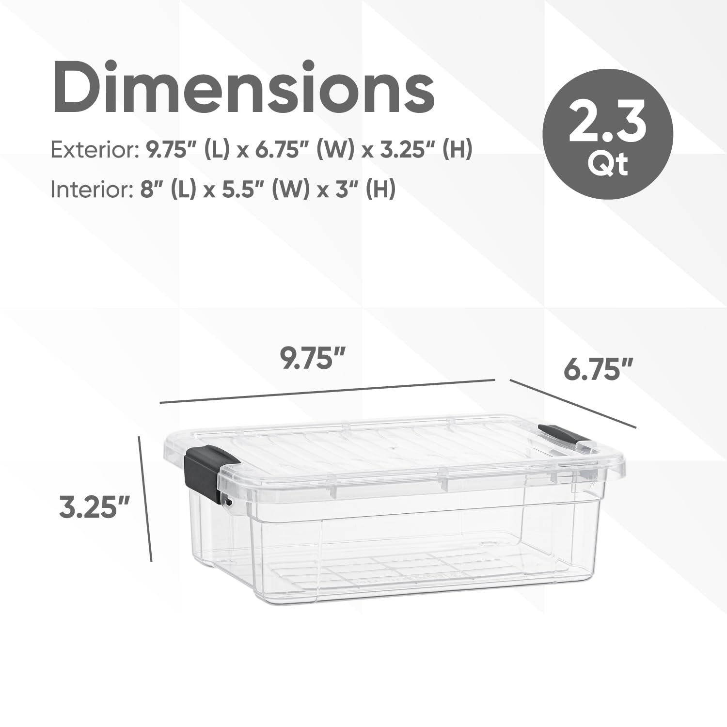 Superio Clear Storage Boxes With Lids, 2.5 Quart Plastic Container Bins For Organizing, Stackable Crates, Bpa Free, Non Toxic, O