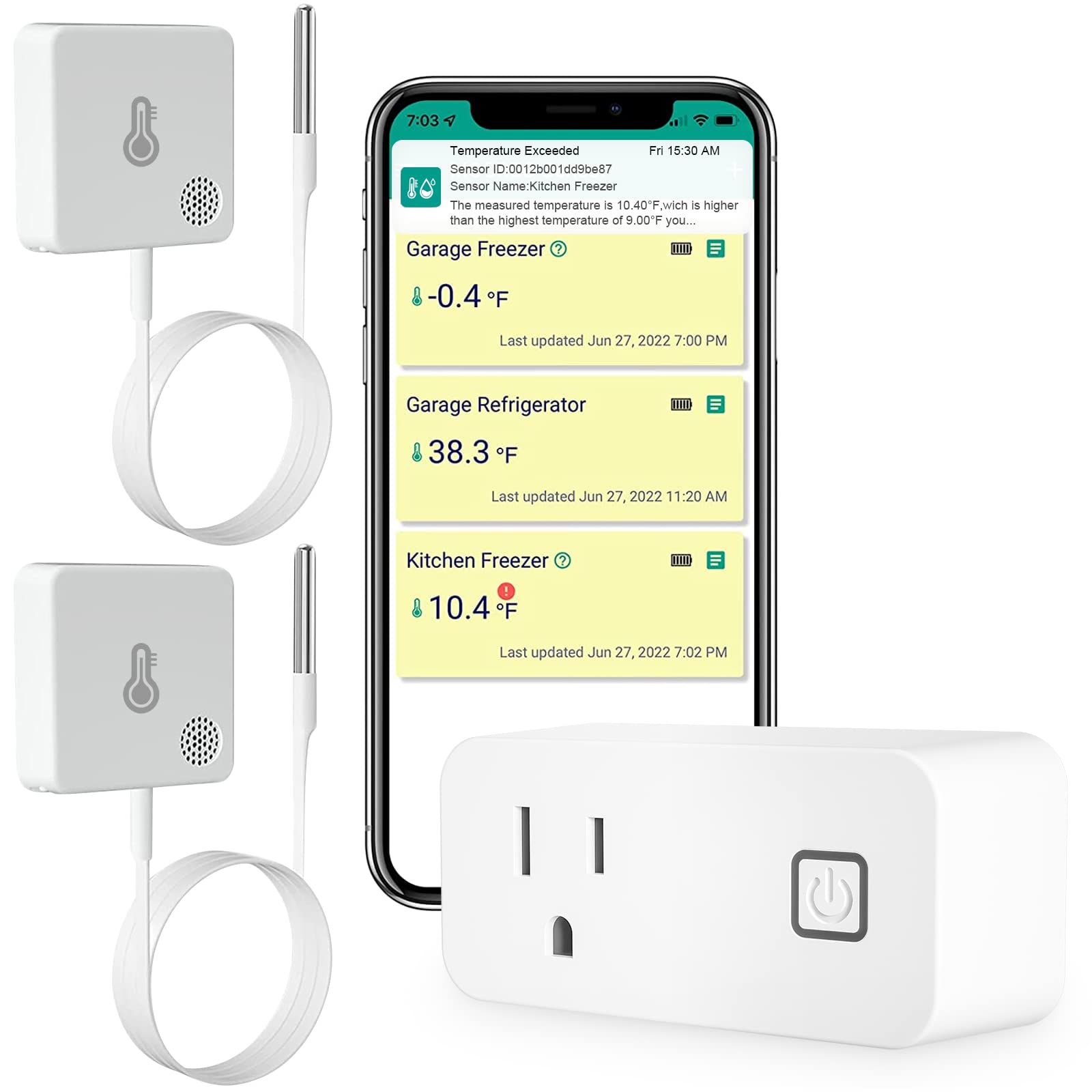 Mocreo St5 Wifi Freezer Thermometer Alarm, Email Alert, App Notification, Data Logging Export, No Subscription Fee, Remote Tempe