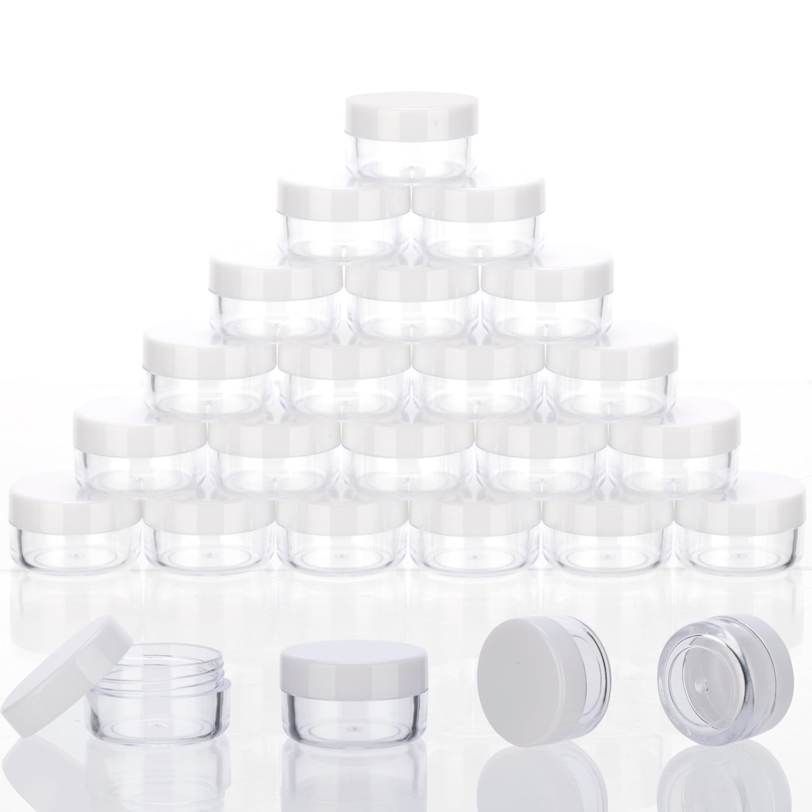 5 Gram Sample Containers With White Lids, 25 Count 5Ml Sample Jars, Empty Cosmetic Containers With Lids, Small Makeup Travel Con