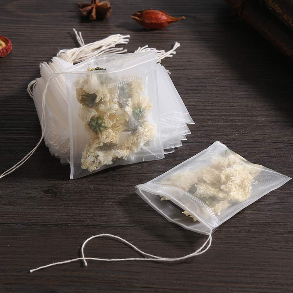 Insiswiner 50 Pcs Tea Filter Bags Disposable Tea Bags for Loose Tea Herb Spice Empty Mesh Small Drawstring Seal Infuser Strainer
