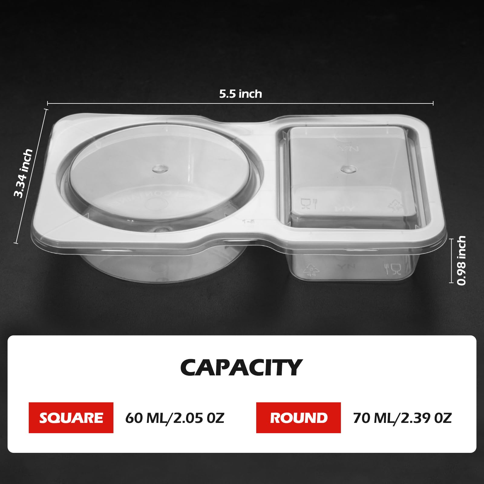 Uvhjw 20 Sets Reusable Snack Container, Condiment Containers With Lid, 2 Compartments Dipping Container For Refrige, Portion Con