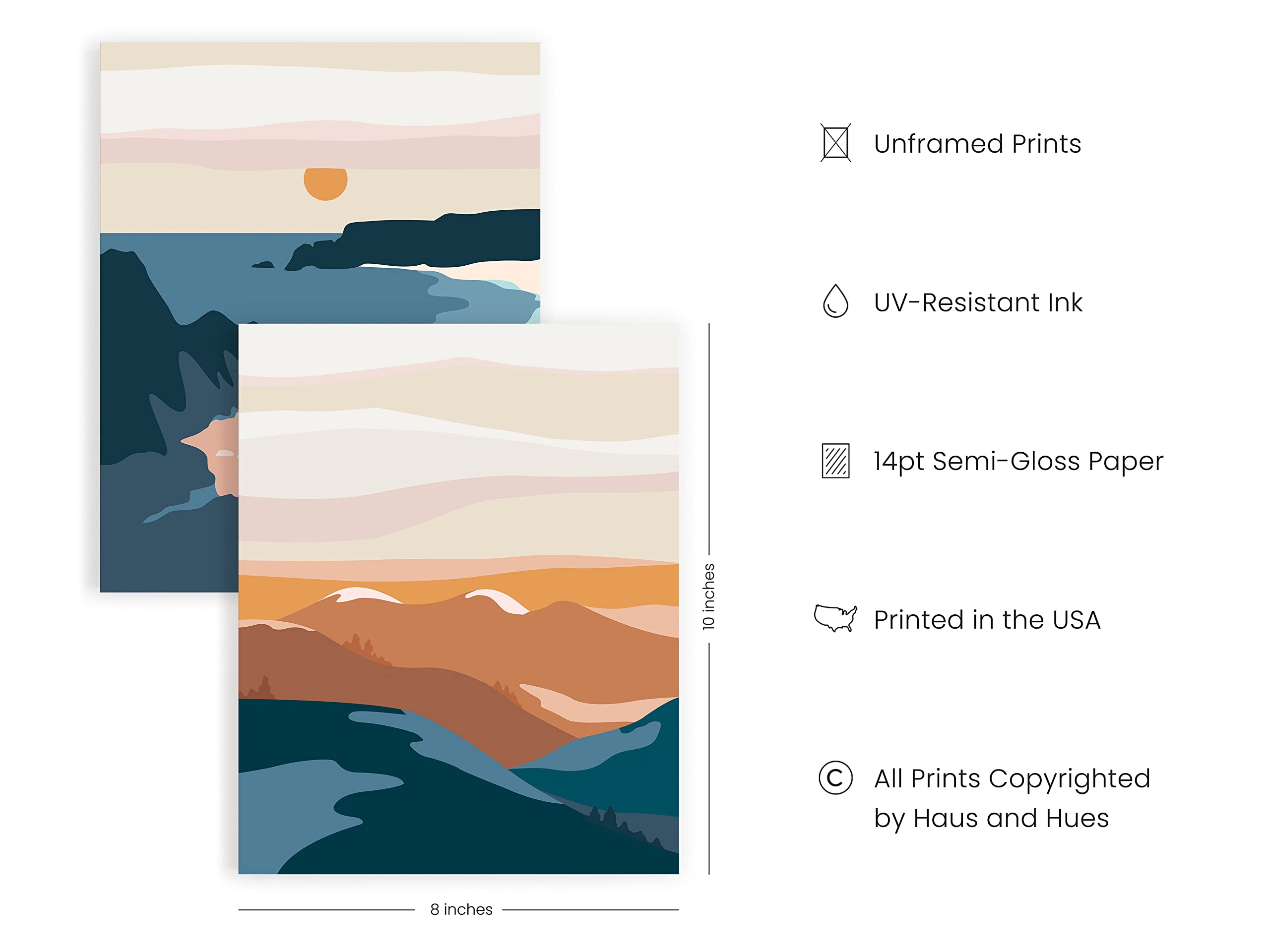 HAUS AND HUES Nature Wall Art Prints Landscape Mountain Decor Mid Century Art Wall Decor  Geometric Abstract Nature Wall Art  Mountain Art Wall Decor  Adventure Wall D?cor