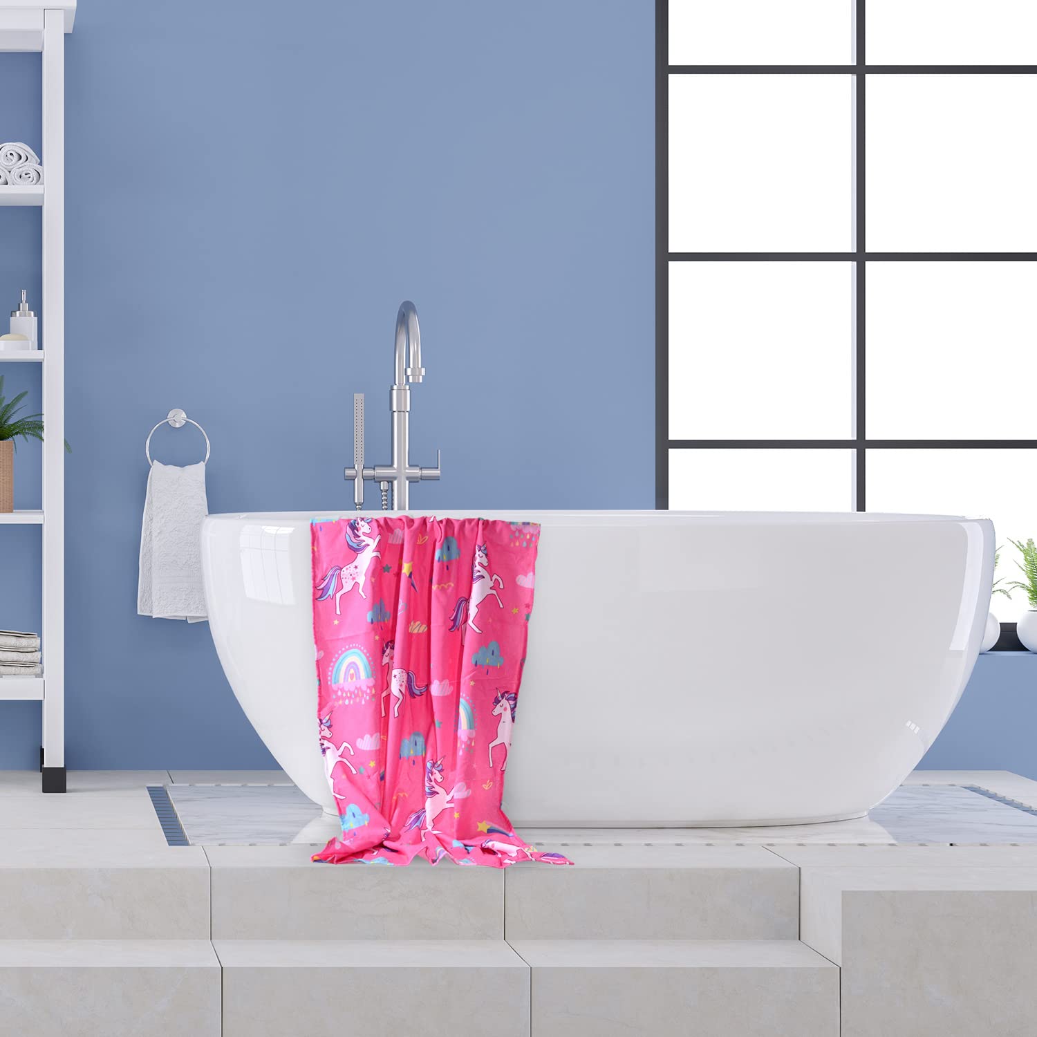 Livilan Pink Unicorn Rainbow Beach Towel, Perfect For Kids, Girls, Women, Soft Microfiber Bath, Pool, Swimming Towel, Thin, Quic