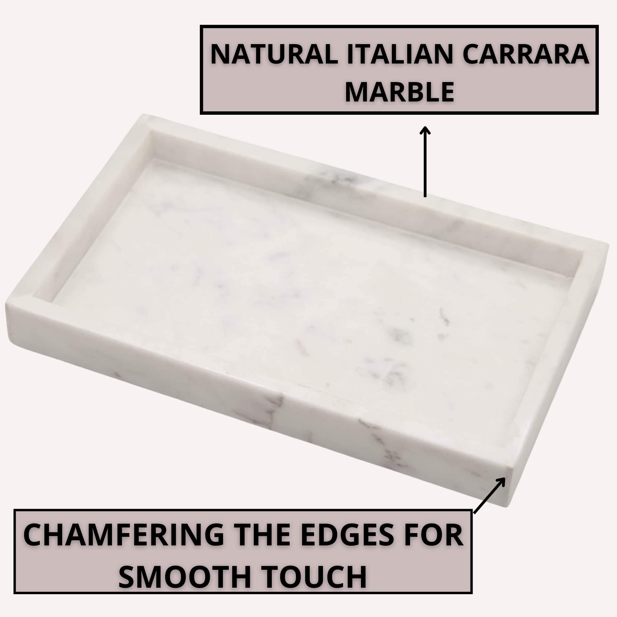 Kc Kullicraft Natural Marble Tray For Desktop | Kitchen | Vanity | Bathroom, Stone Organizer For Coffee Table, Plate, Dresser, N