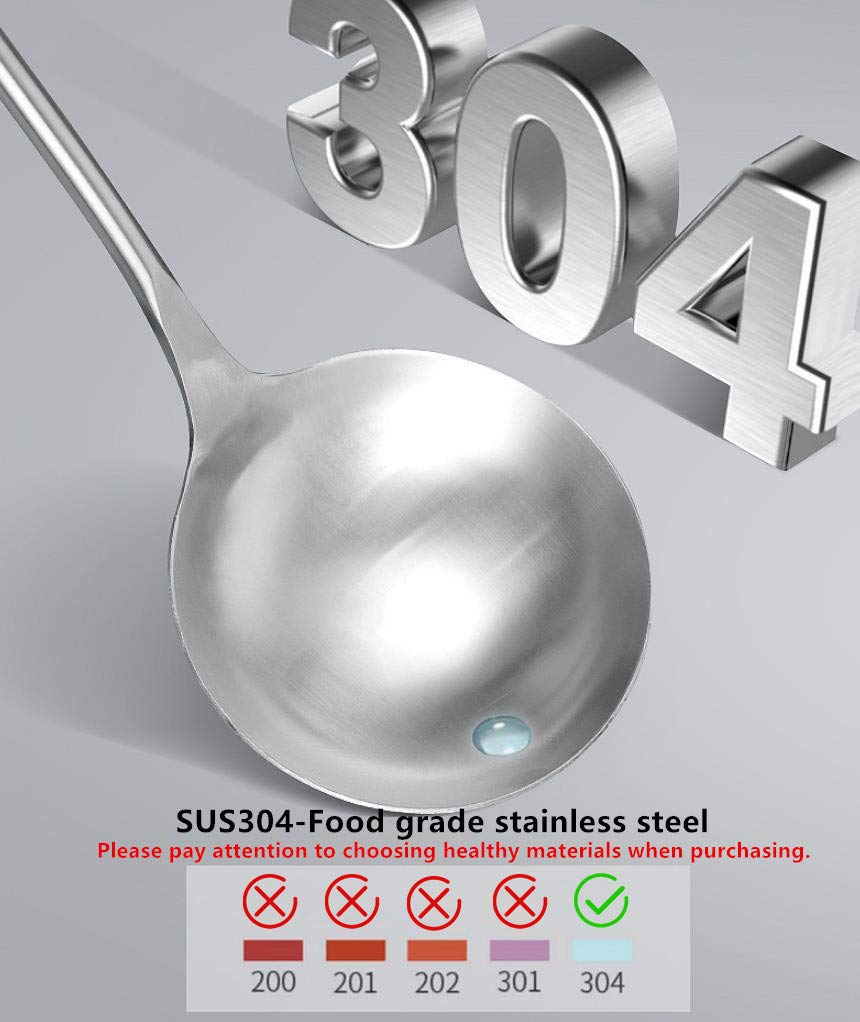 17 Inch Chef Grade Sus304 Stainless Steel Specialty Chinese Wok Utensil Set,Spatula And Ladle With Wooden Handle & Hanging Hole(