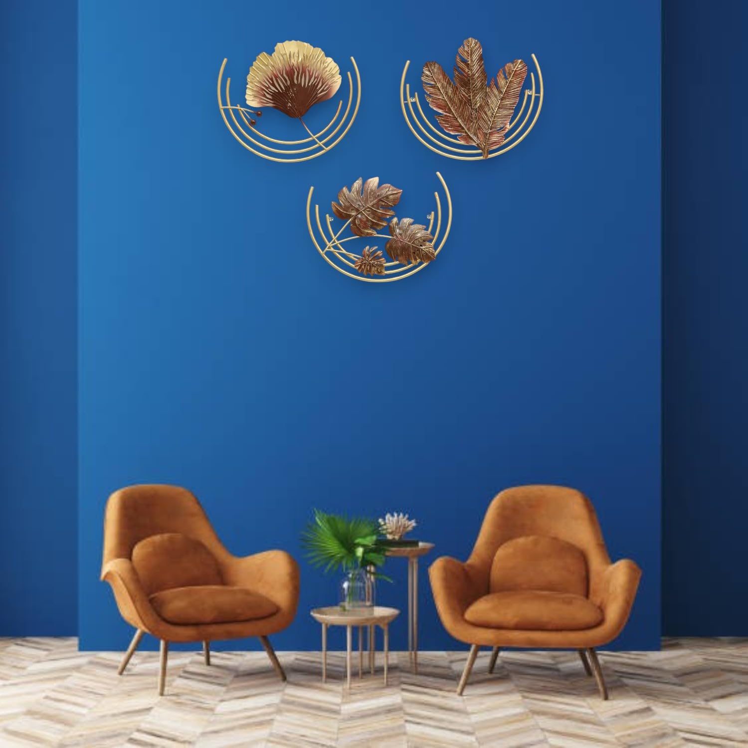 Vedas Multicolour Metal Greenfield Leaf Wall Hanging Sculpture For Living Room, Bedroom, Dining Room, Kitchen, Bathroom, Entrywa