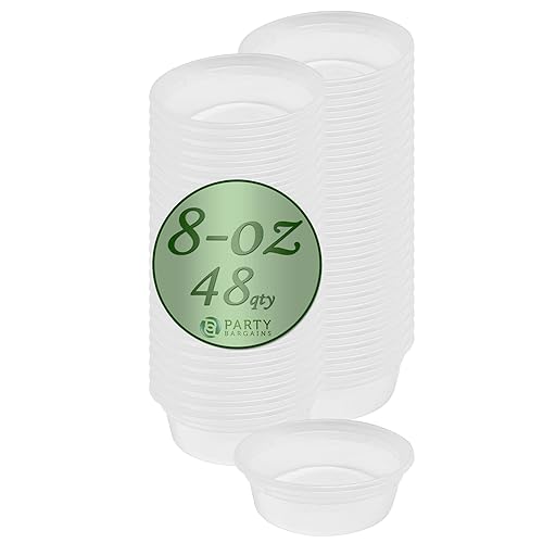 PARTY BARGAINS 64 oz Deli Containers with Lids - [14 Count] Half Gallon Round Clear Food Storage Containers  Microwavable  BPA-Free  Leakproof Takeout Container for Meal Prep