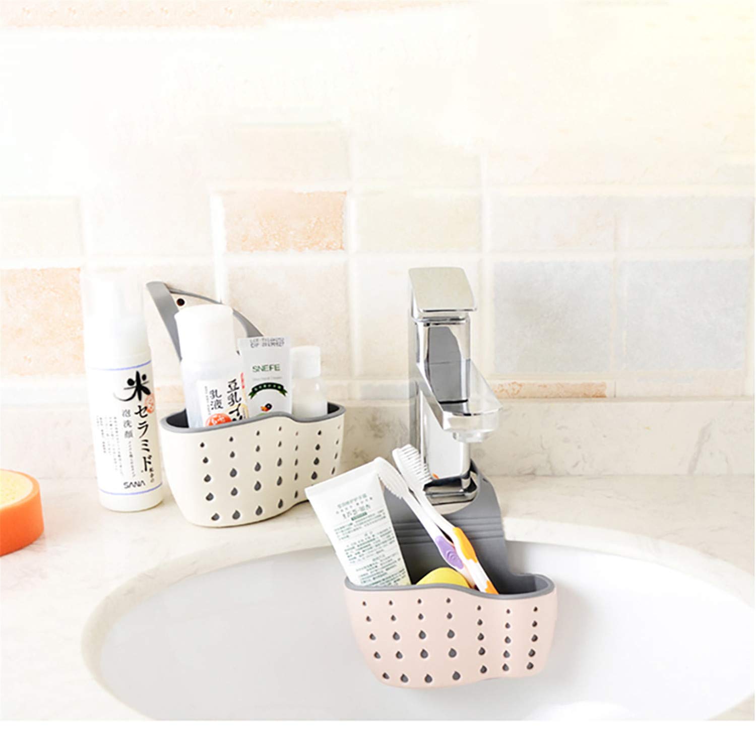 Yyaaloa Sink Basket Sink Strainers Basket Corner Sponge Caddy For Kitchen Sink Kitchen Drain Shelf Sink Storage Holder (Style 2-