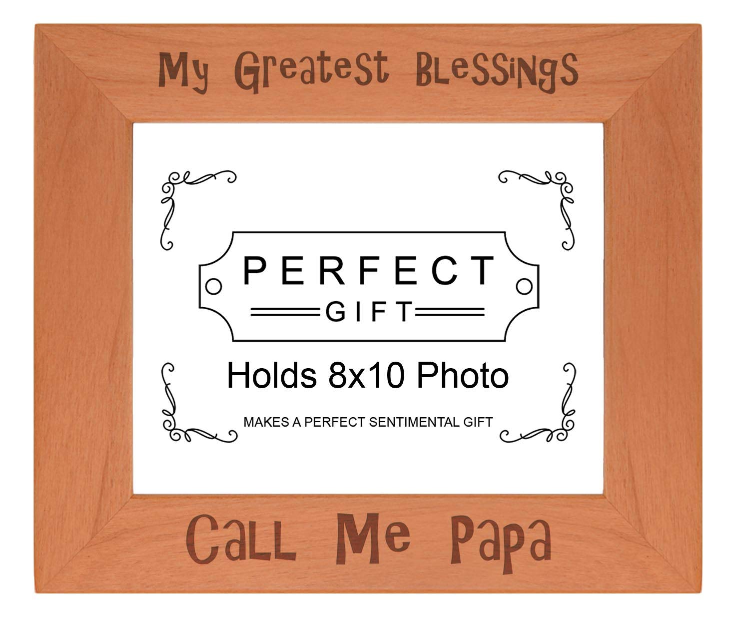 ThisWear Inspriational Papa Frame My Greatest Blessings Call Me Papa Wood Engraved 8x10 Landscape Picture Frame