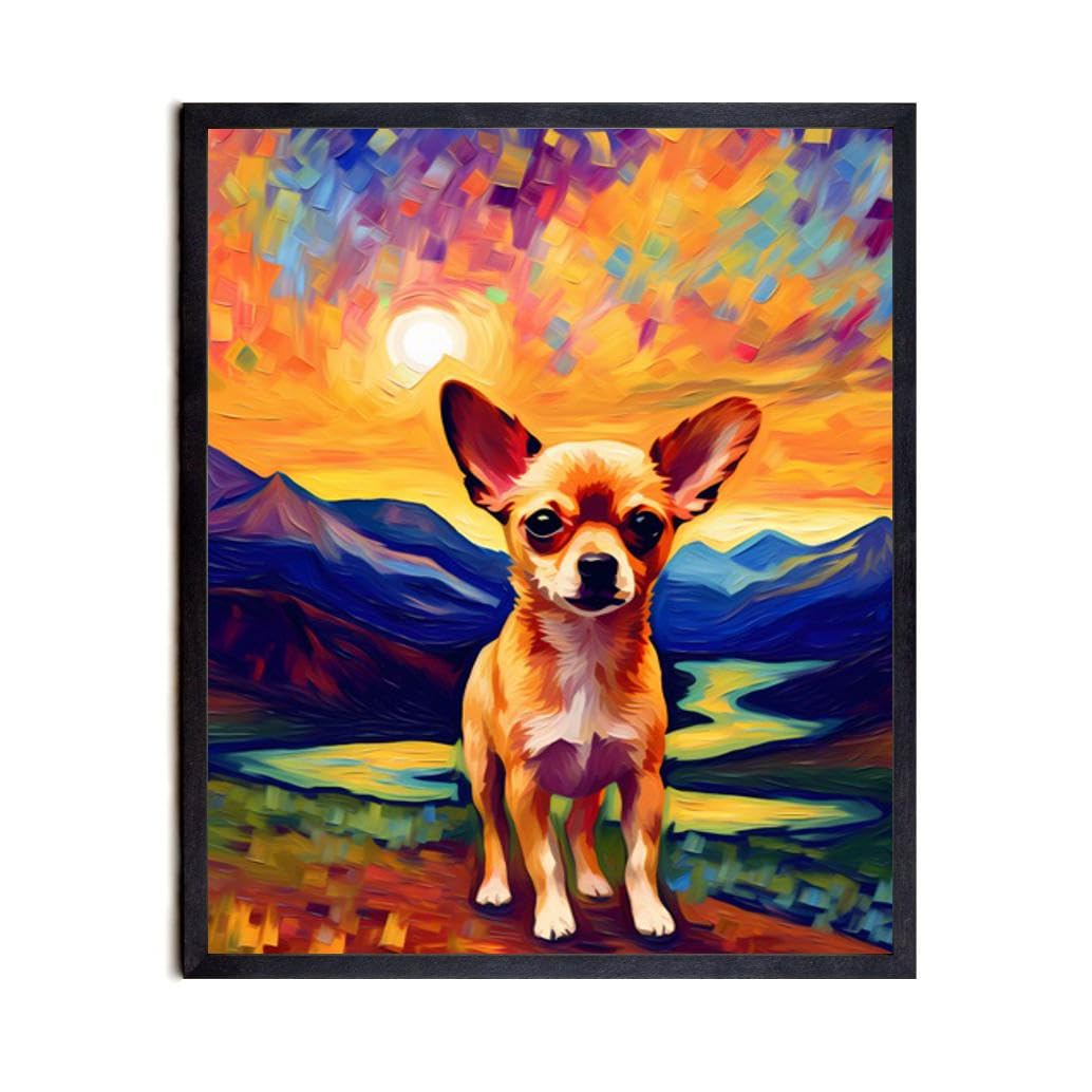 Bestbuddy Pet 8X10 Unframed Starry Night Van Gogh Inspired Chihuahua Dog Pet Family Friend Peace Oil Painting Art Print Poster W