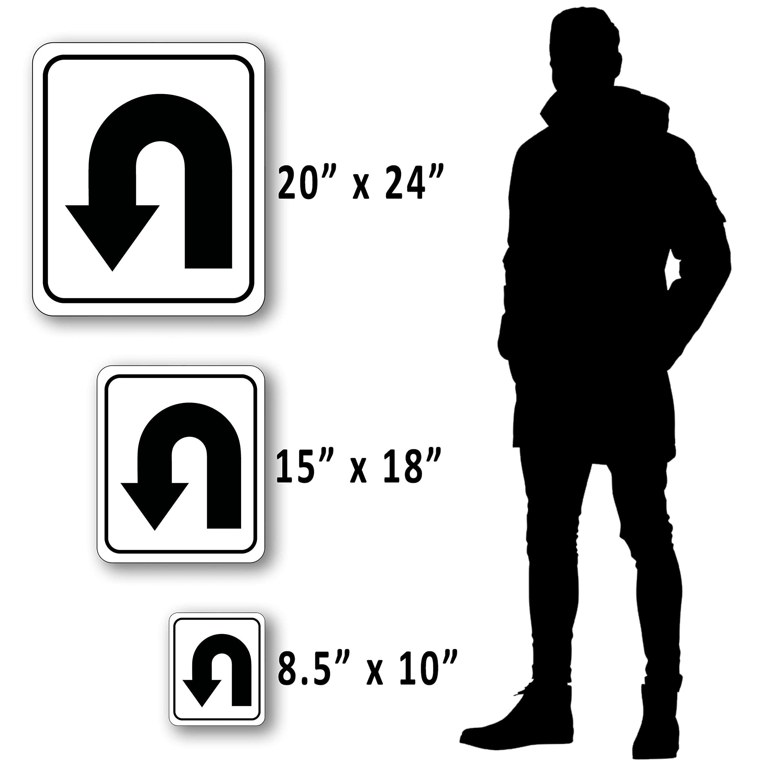 U-Turn Right Arrow Aluminum Composite Outdoor Sign - Street Signs - Road Signs - Right Turn Only Traffic Sign - Personalized Sig