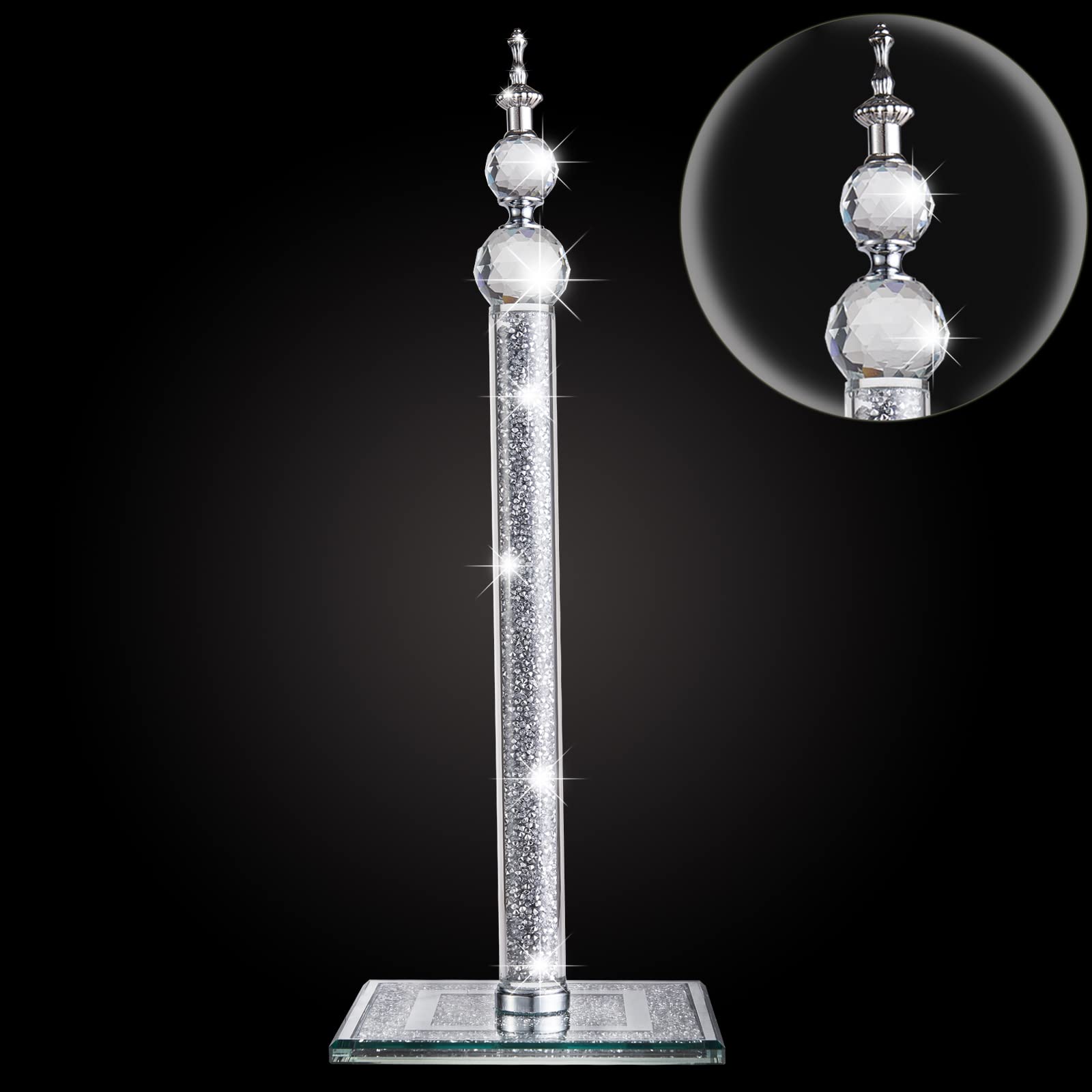 Handmade Silver Paper Towel Roll Holder,Crystal Crushed Diamonds Paper Towel Roll Decorative With Base Freestanding Holder For K