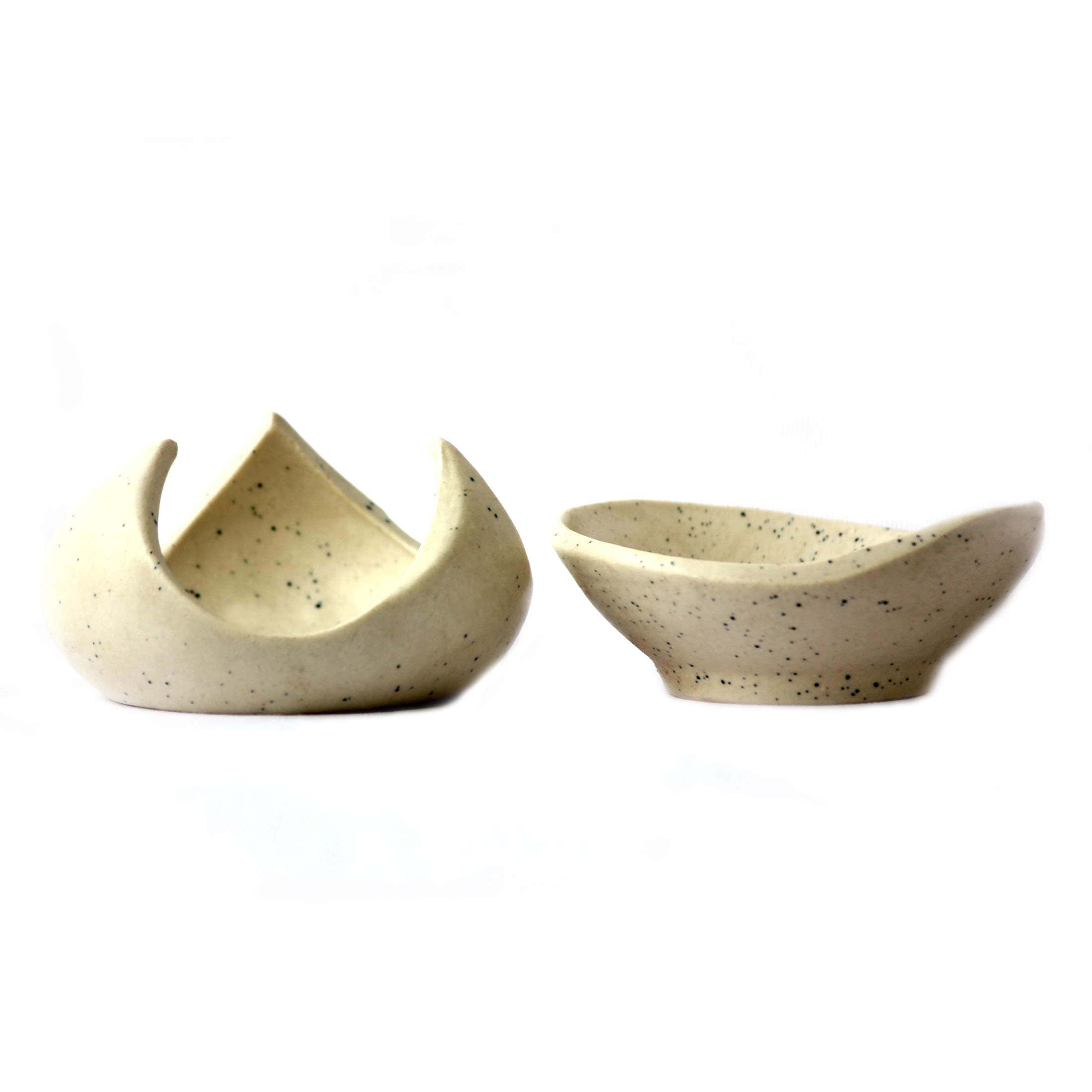 Brahmz Candle Ceramic Aroma Oil Burner Aromatherapy Diffuser Tripod Diya Diffuser Tealight Aroma Oil Warmer (White Dotts)