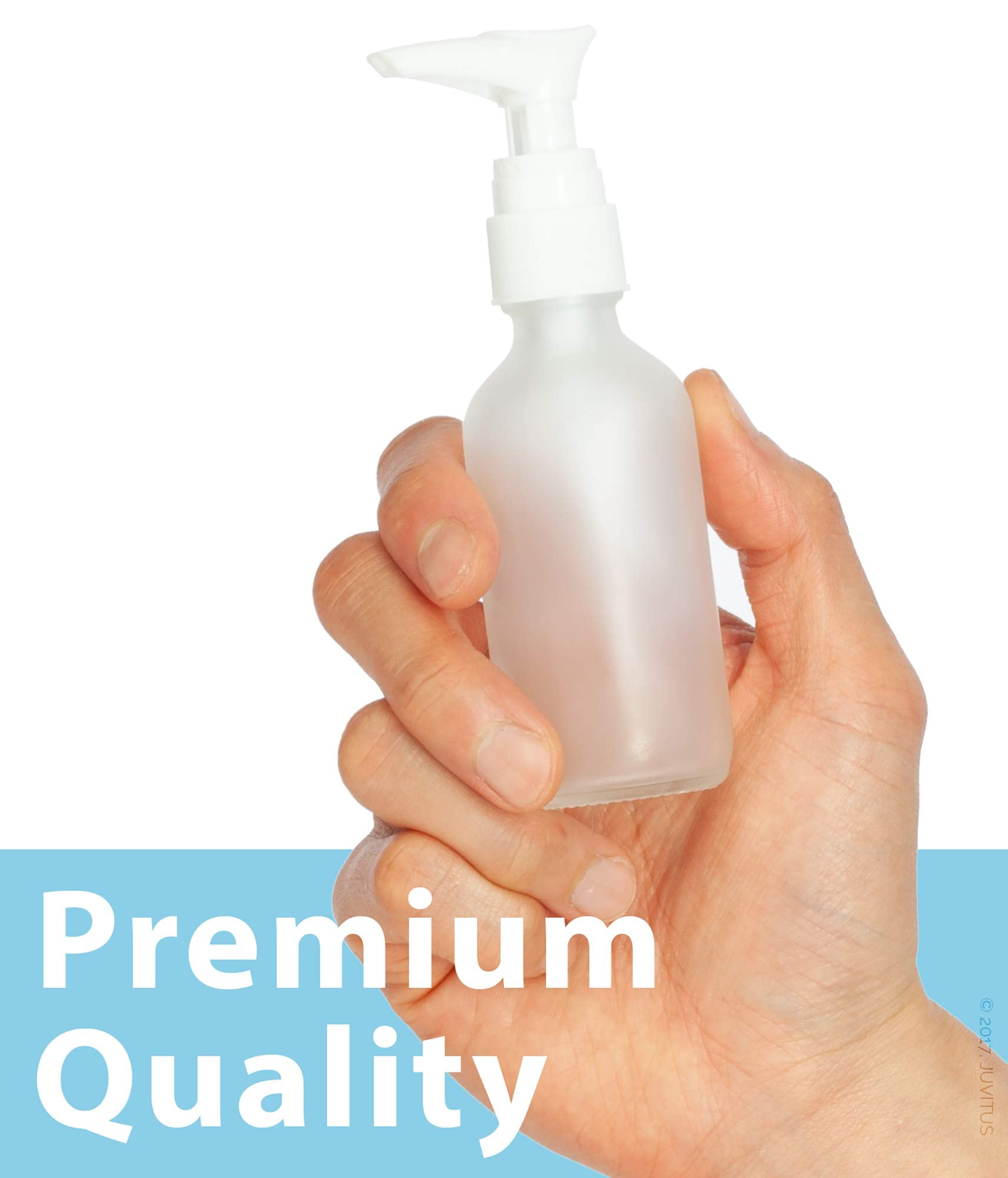 2 Oz Frosted Clear Glass Boston Round Bottle With White Lotion Pump (12 Pack)