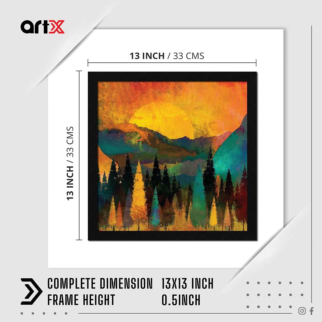 Artx Natural Scenery Framed Painting (13 X 13 Inches, Multicolor, Synthetic Wood)