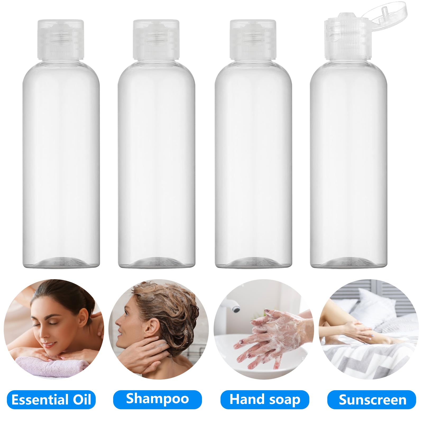 Dtdnzkn 4 Pack 3.4 Oz (100Ml) Tsa Approved Travel Bottles For Toiletries, Leak Proof Plastic Travel Essentials Accessories With