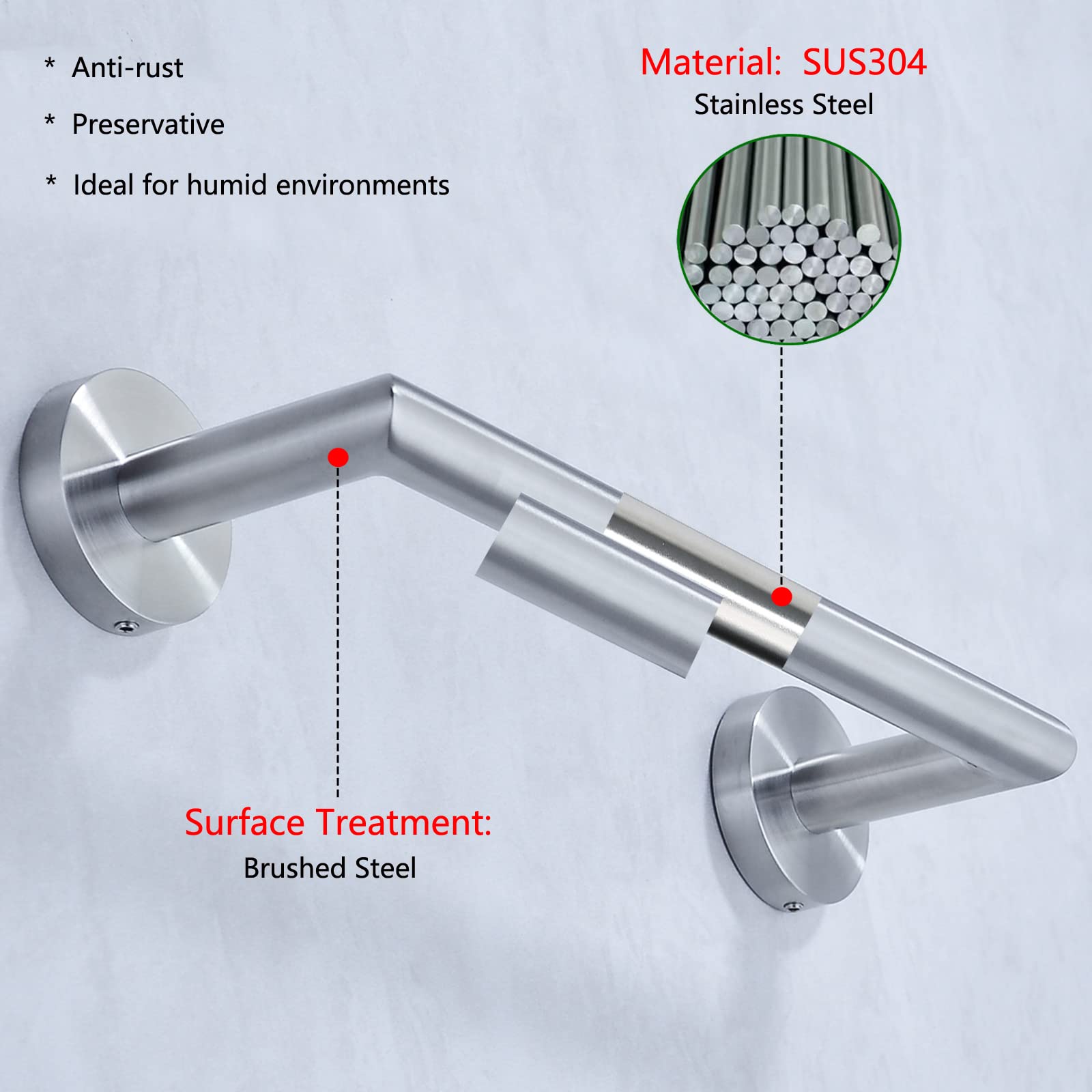 Swhyger 12 Inch Hand Towel Bar Bathroom Towel Holder,Bath Accessories Thicken Stainless Steel Shower Towel Rack,Kitchen Dish Clo