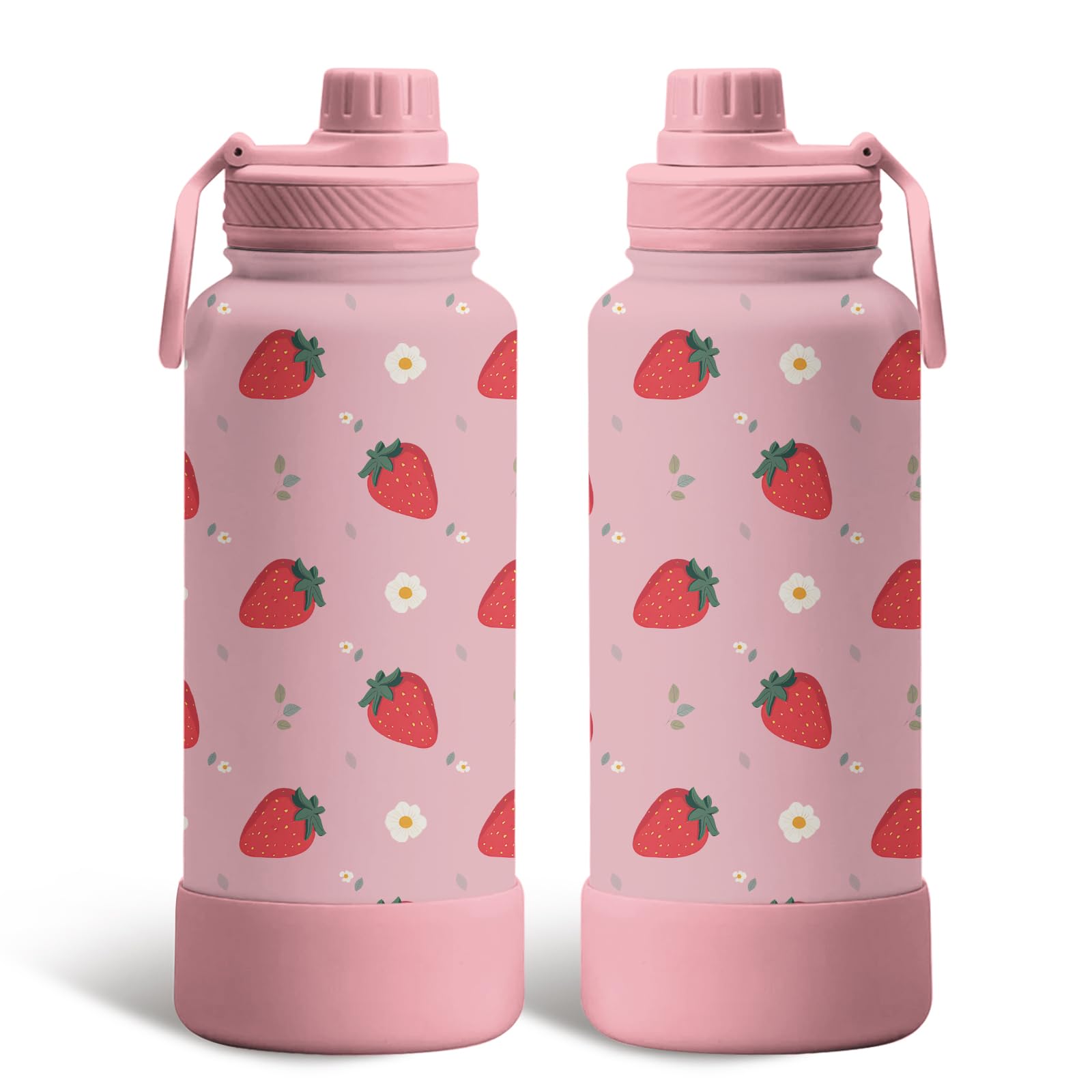 Strawberry Water Bottle 34oz, Cute water bottle for teen girls, Insulated
