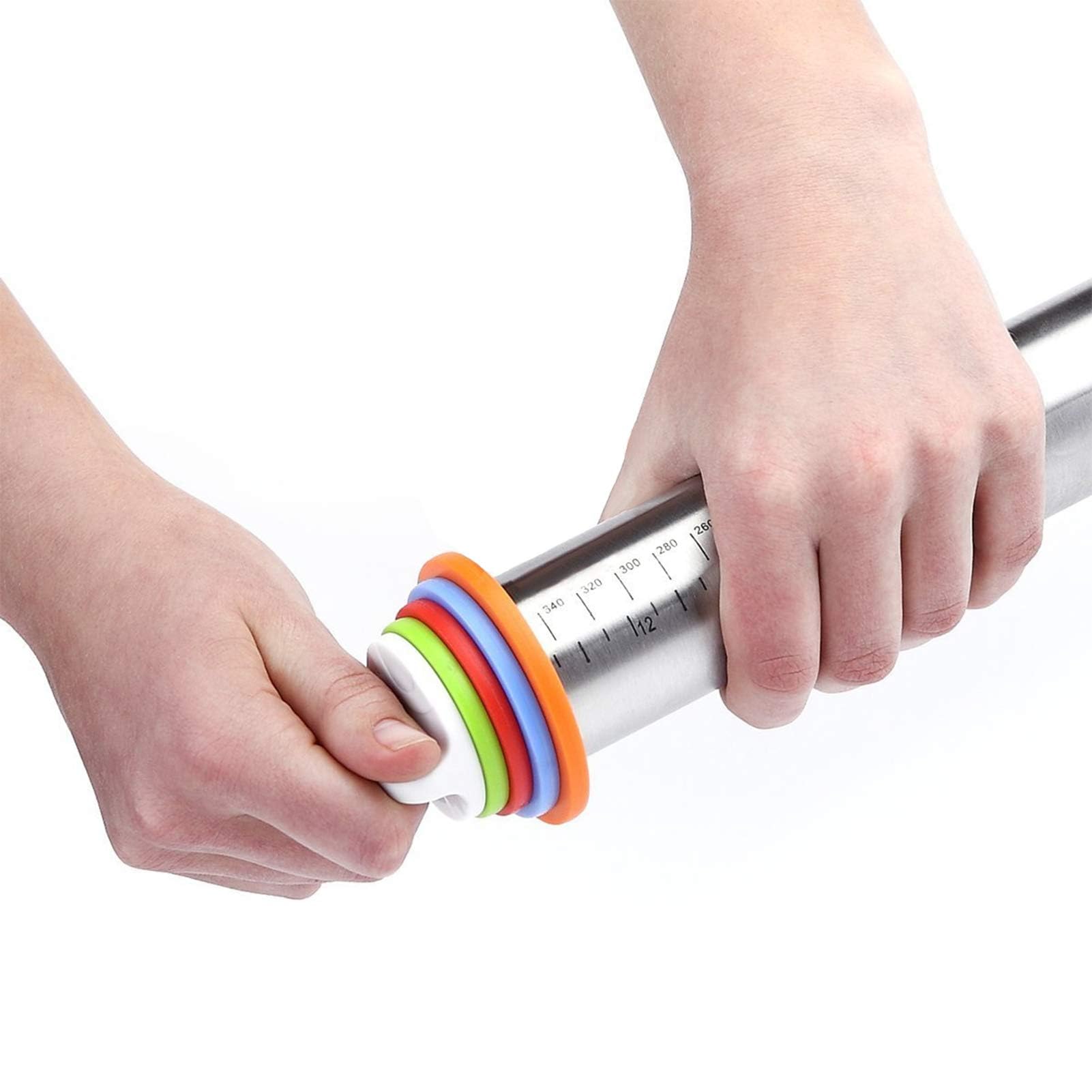 Thymart Stainless Steel Rolling Pin For Pizza, Burger Dough Roll - Baking Roller - With Thickness Controller. Adjustable Rolling