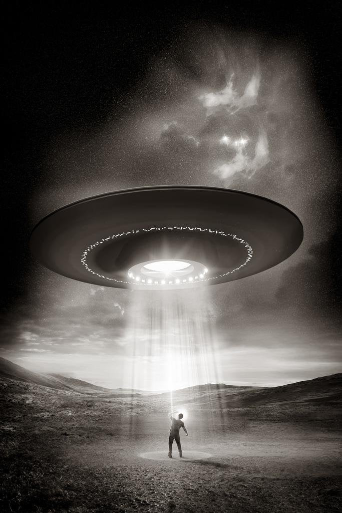 Laminated Human Being Abducted By Aliens Ufo Photo Poster Out Abduction There Spaceship Outer Space Fantasy Poster Dry Erase Wal