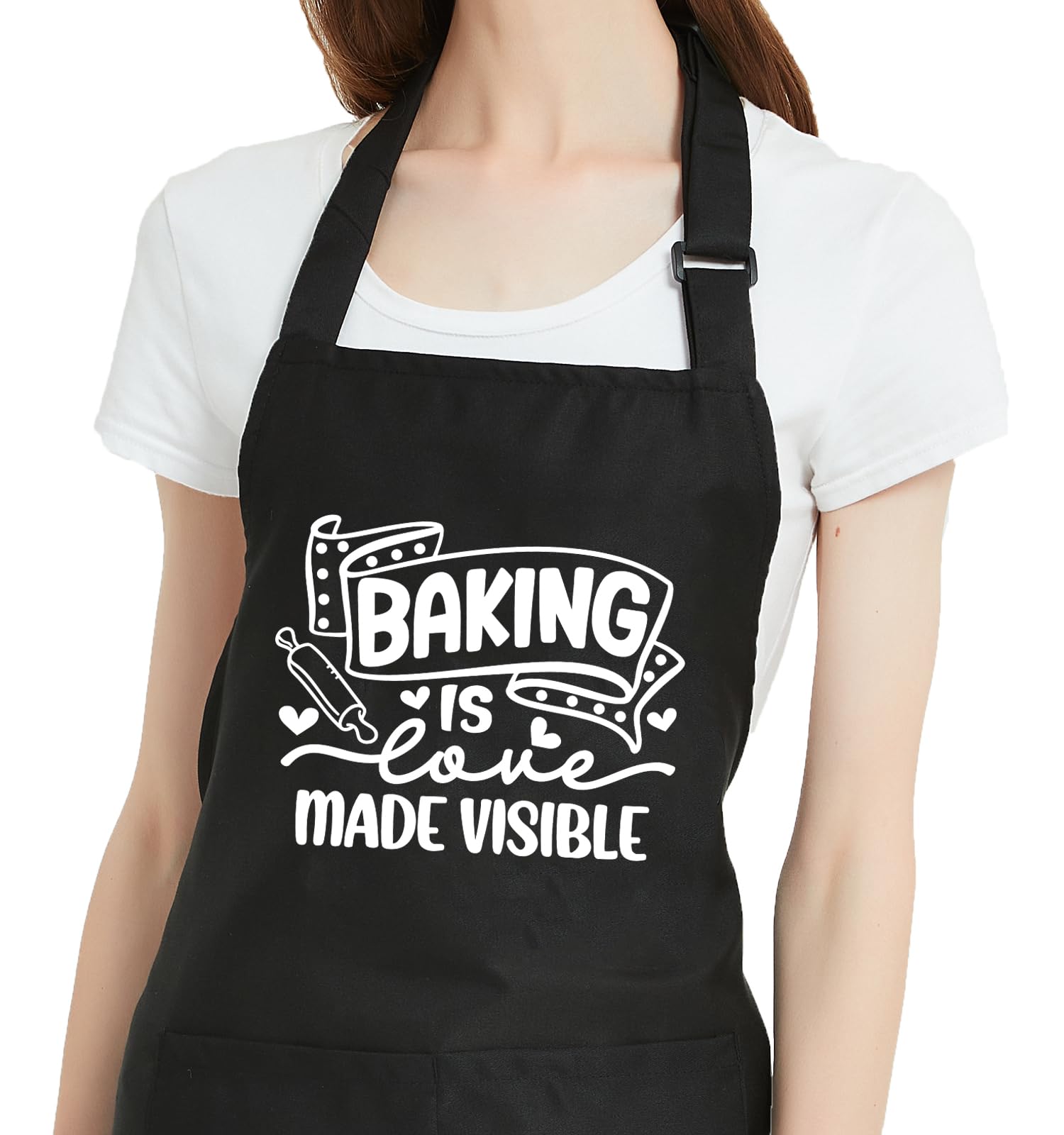 Gvlrbut Funny Baking Aprons For Women With Pockets, Cute Aprons For Cooking Kitchen, Bake Gifts For Bakers Mom Wife Birthday Tha